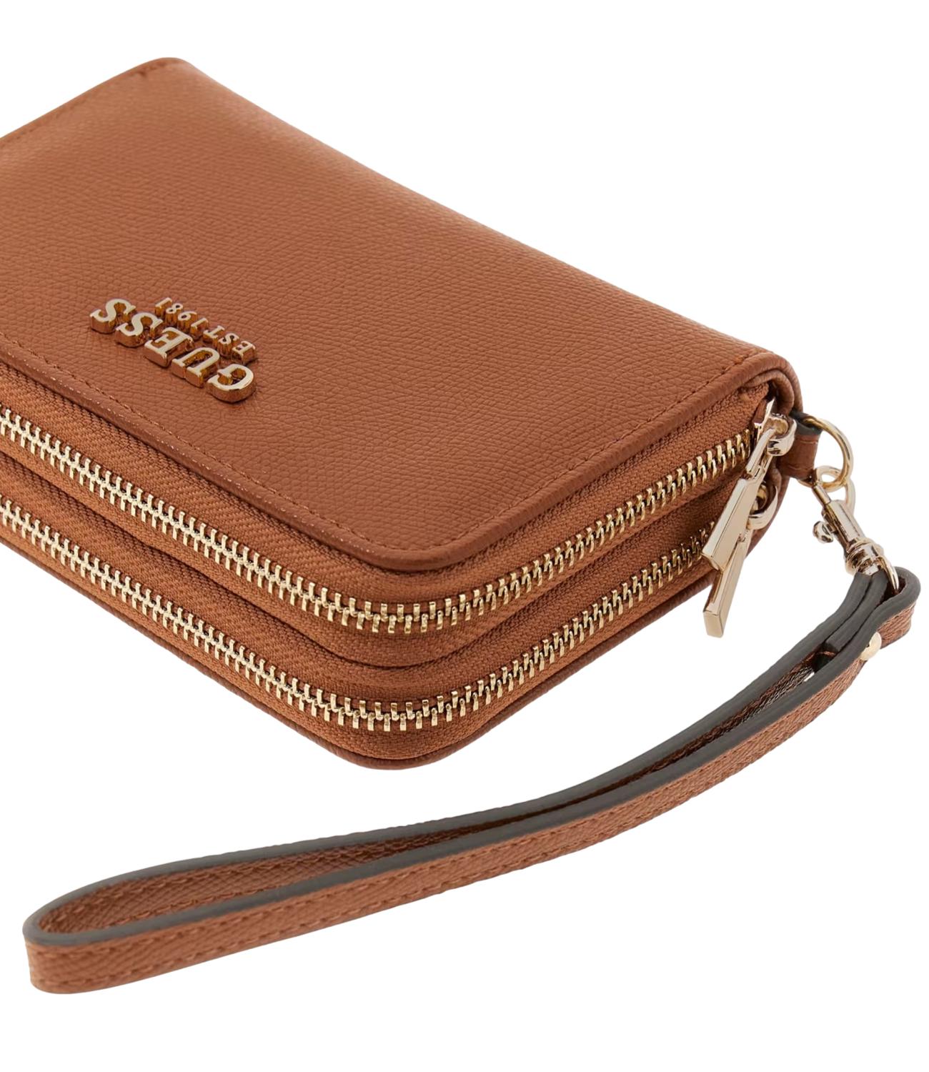Guess Portafoglio Amorette Slg Med Double Zip Cognac Donna