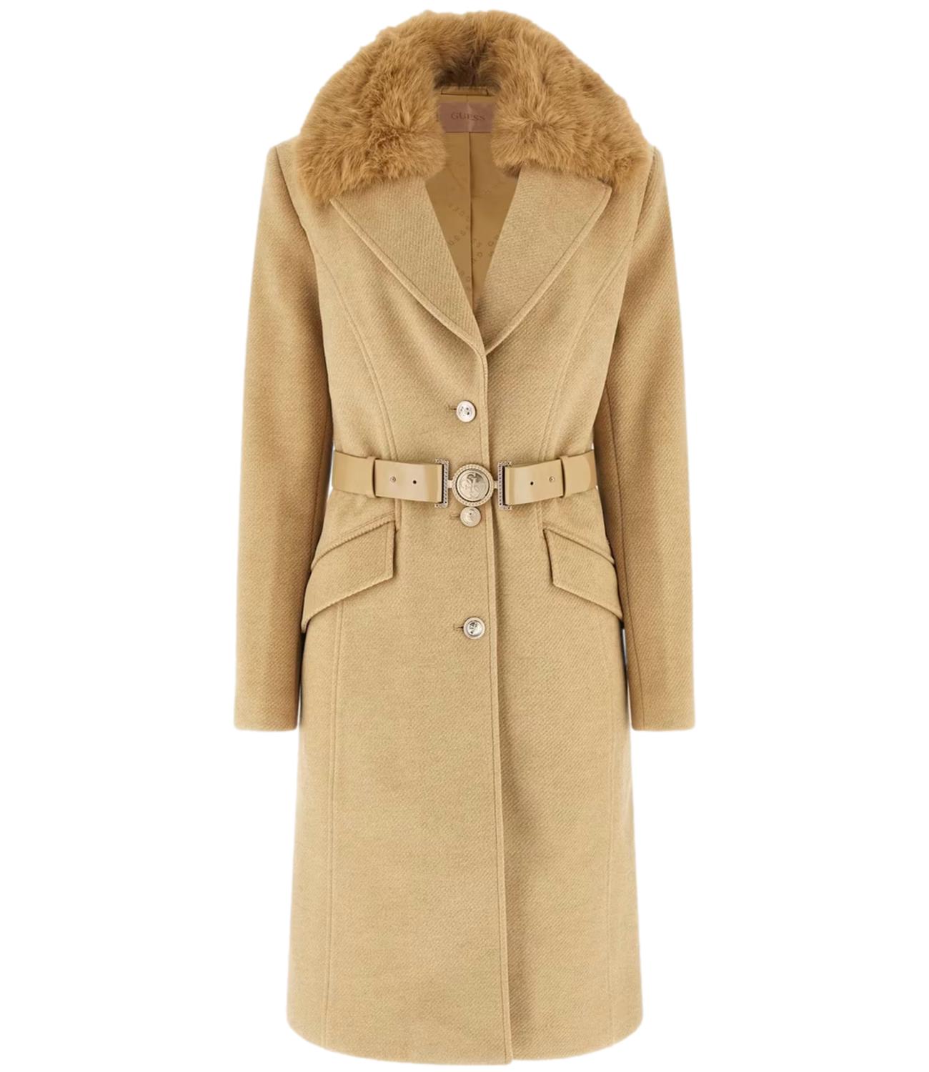 Guess Cappotto New Patrice Belted Coat Desert Mud Donna