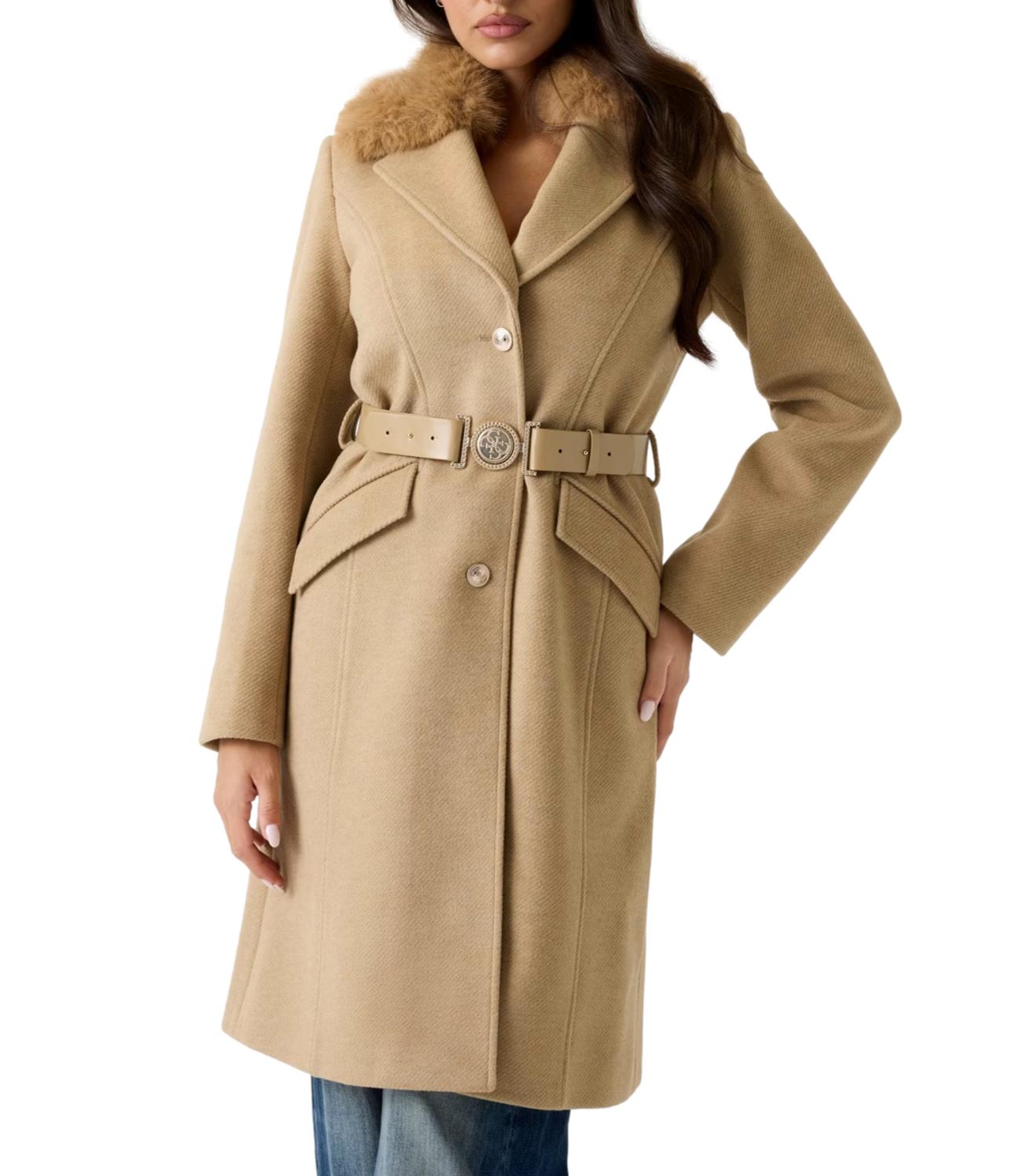 Guess Cappotto New Patrice Belted Coat Desert Mud Donna