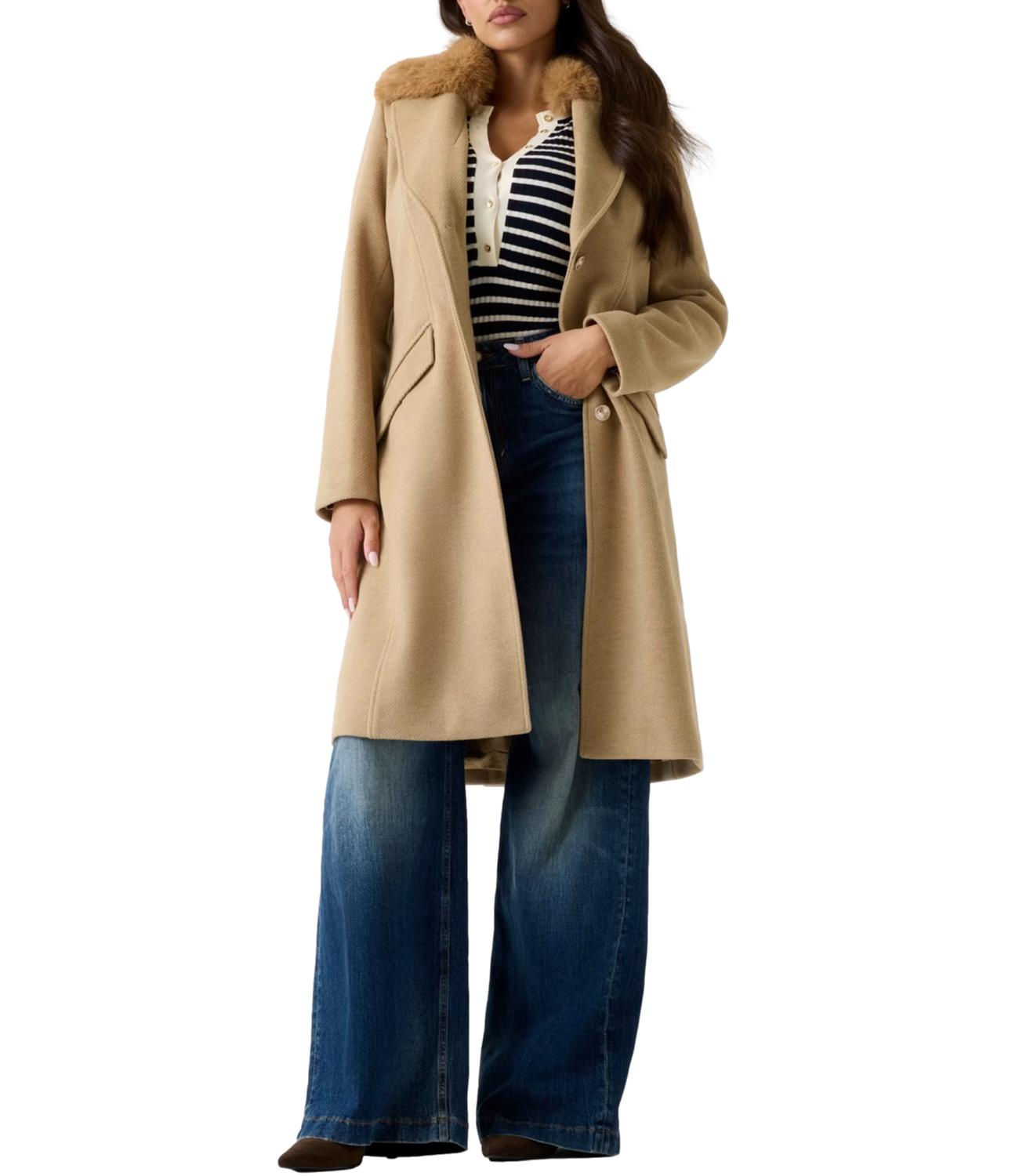 Guess Cappotto New Patrice Belted Coat Desert Mud Donna
