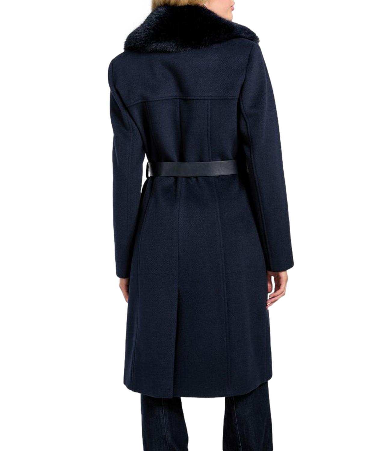 Guess Cappotto New Patrice Belted Coat Suiting Blue Donna