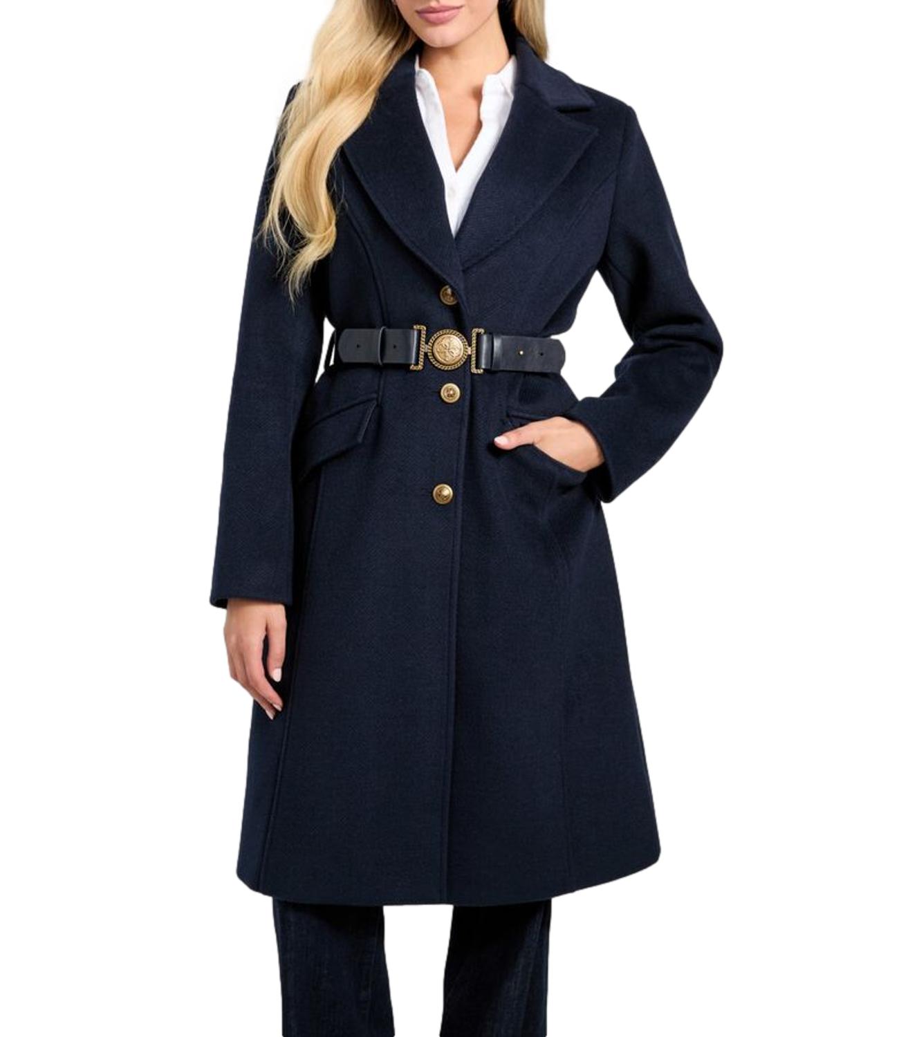 Guess Cappotto New Patrice Belted Coat Suiting Blue Donna