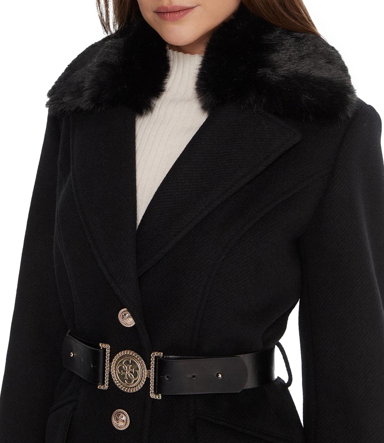 Guess Cappotto New Patrice Belted Coat Nero Donna