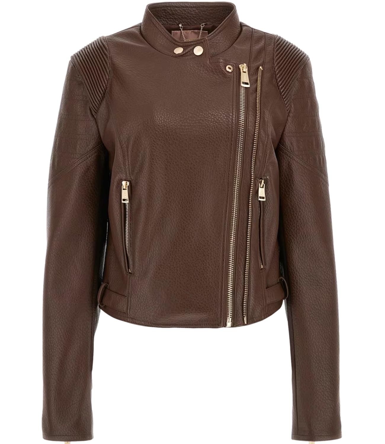 Guess Giacca Jeannine Pu Stitched Jacket Marrone Donna