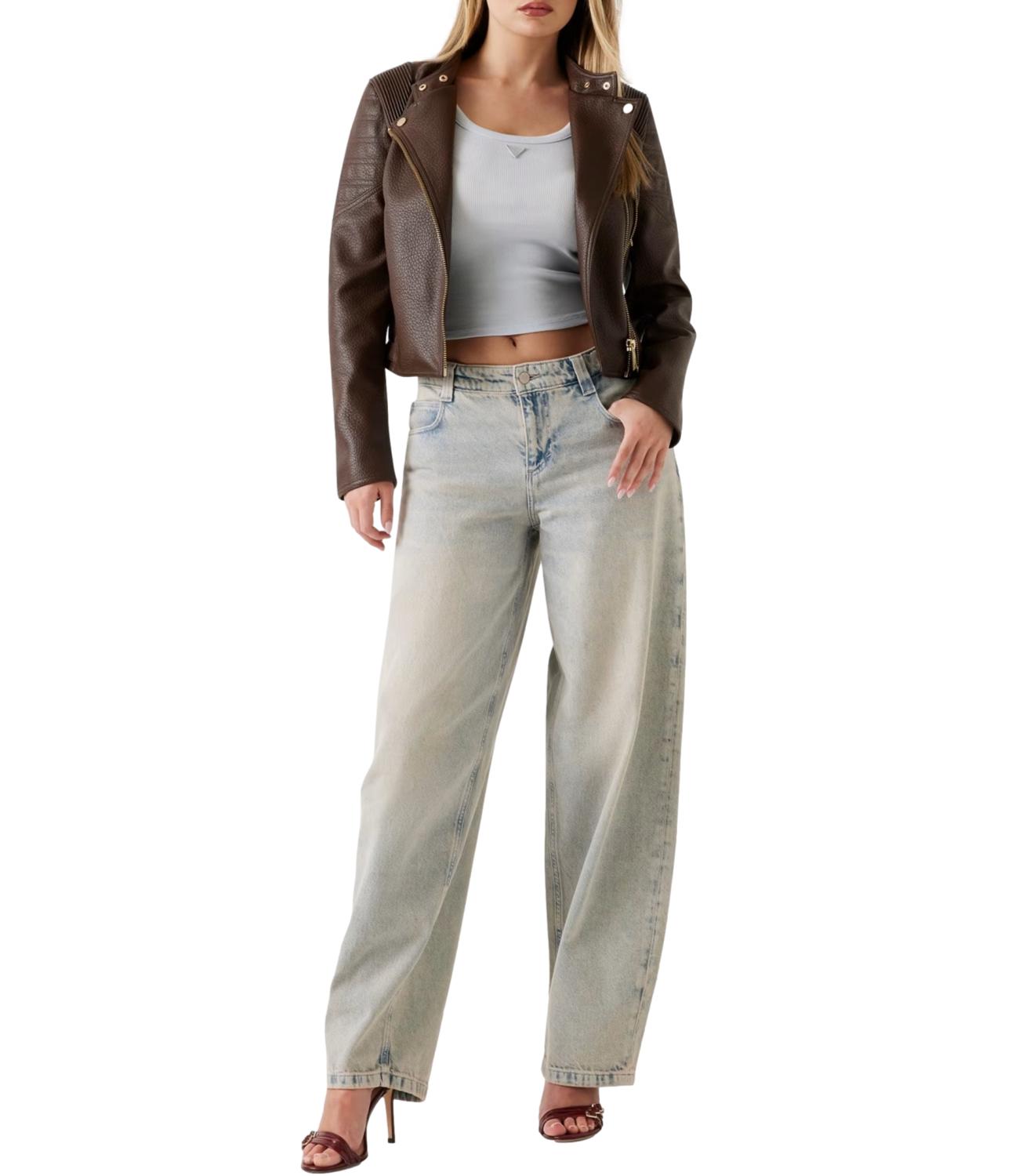 Guess Giacca Jeannine Pu Stitched Jacket Marrone Donna