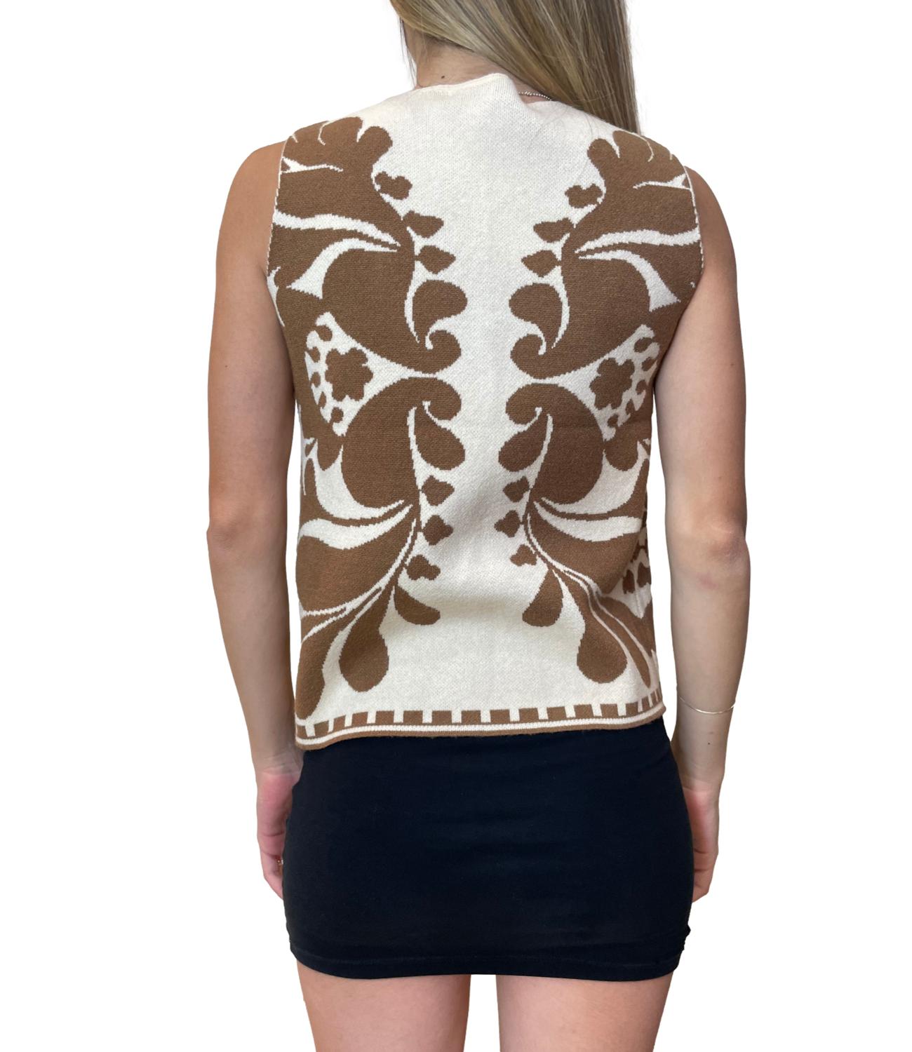 Have One Gilet Jacquard Cammello Donna
