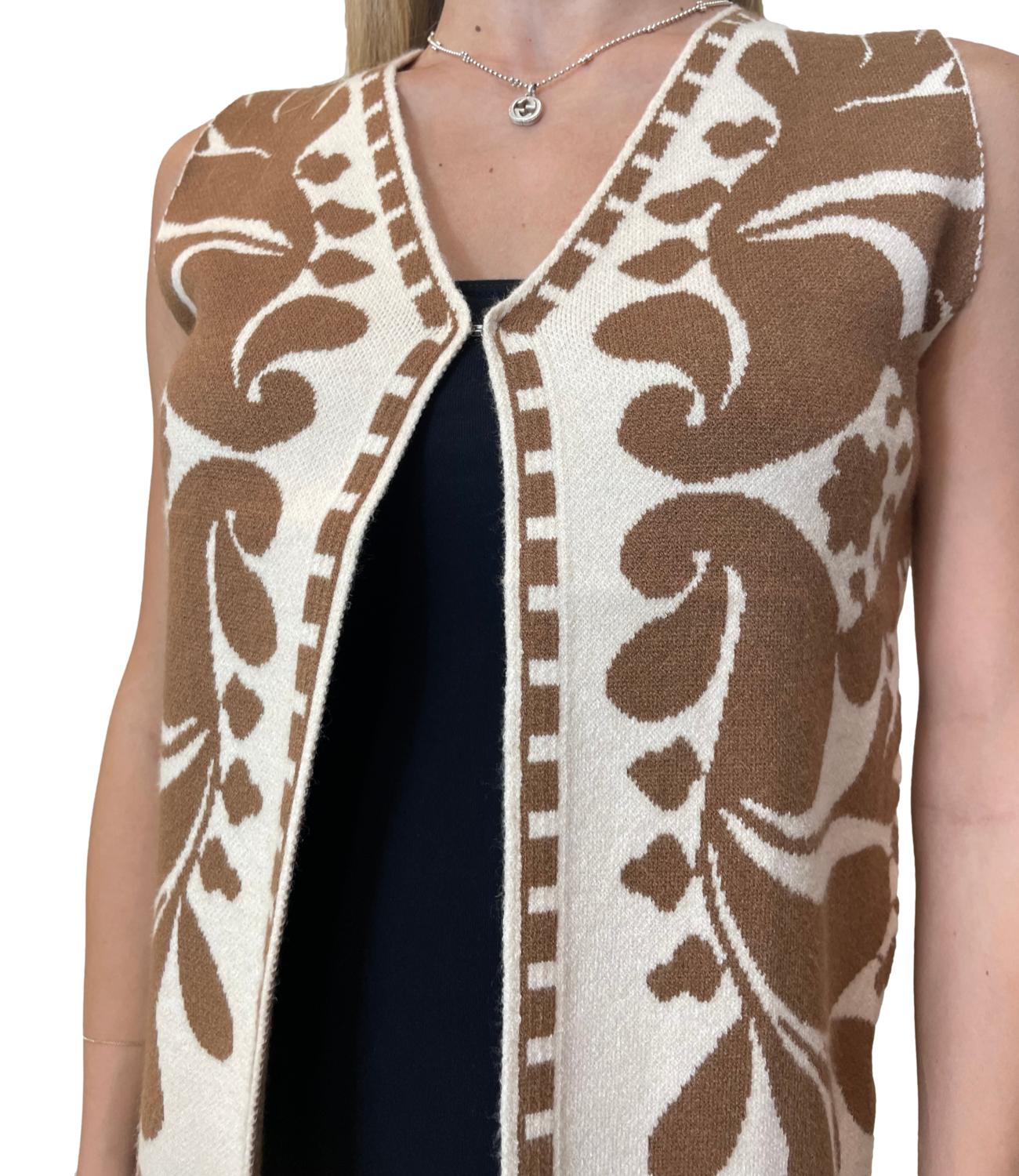 Have One Gilet Jacquard Cammello Donna