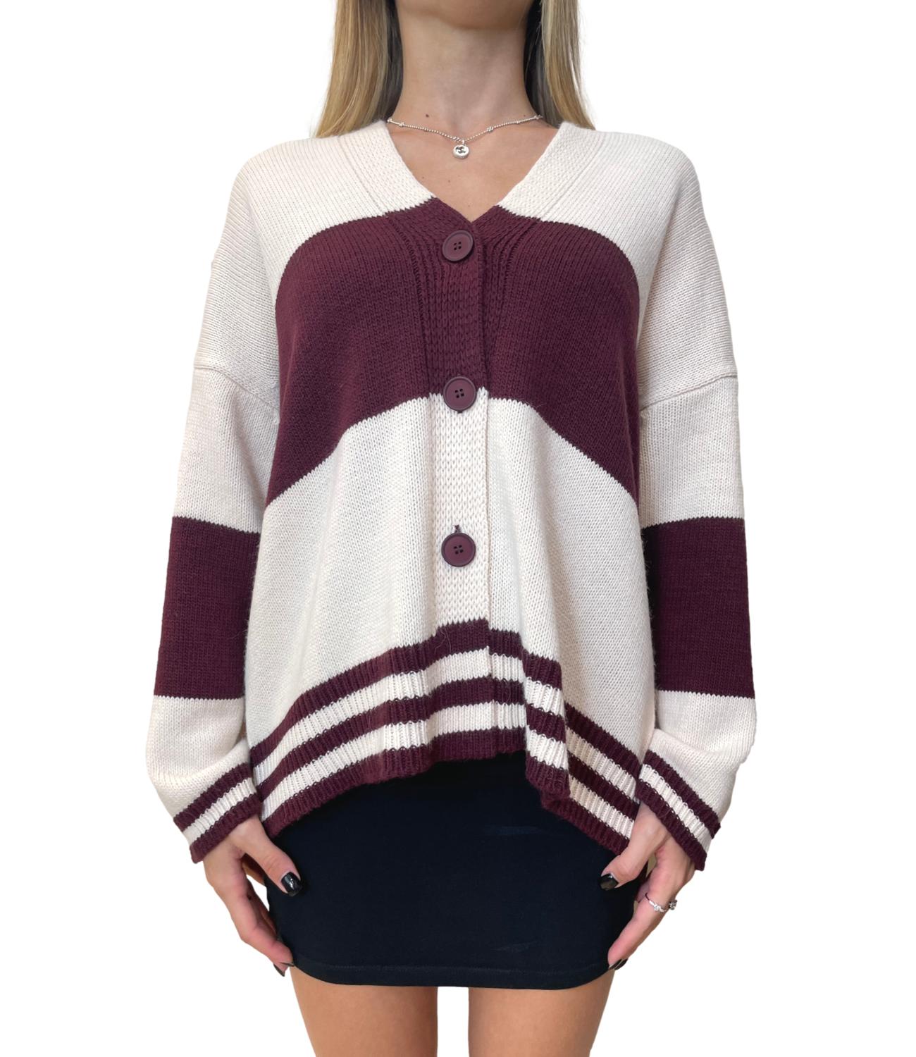 Have One Cardigan Righe Vino/Bianco Donna
