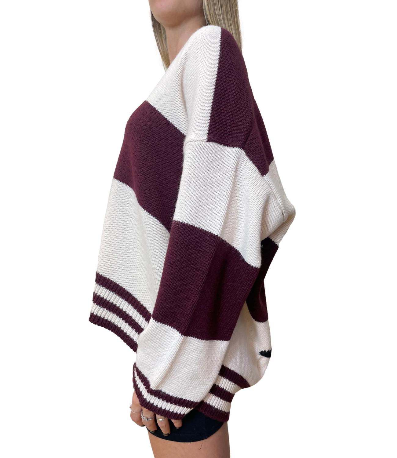 Have One Cardigan Righe Vino/Bianco Donna
