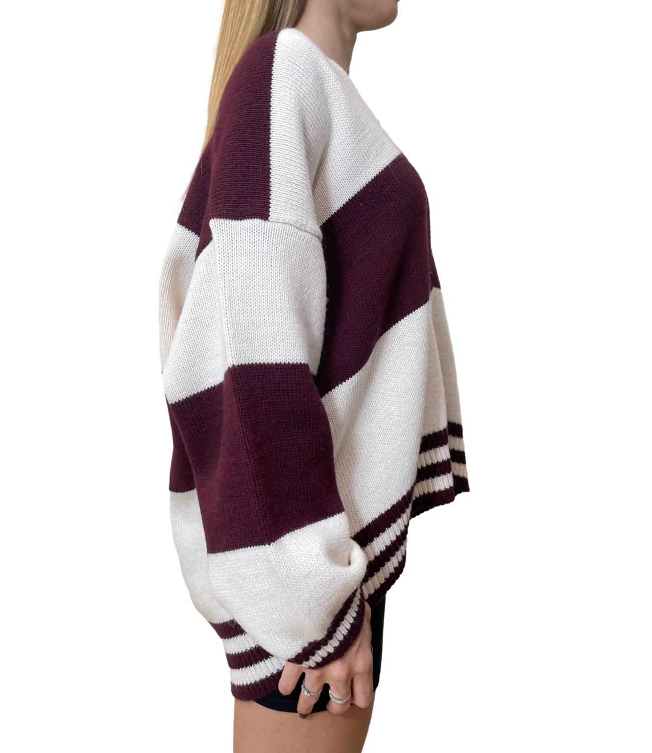 Have One Cardigan Righe Vino/Bianco Donna
