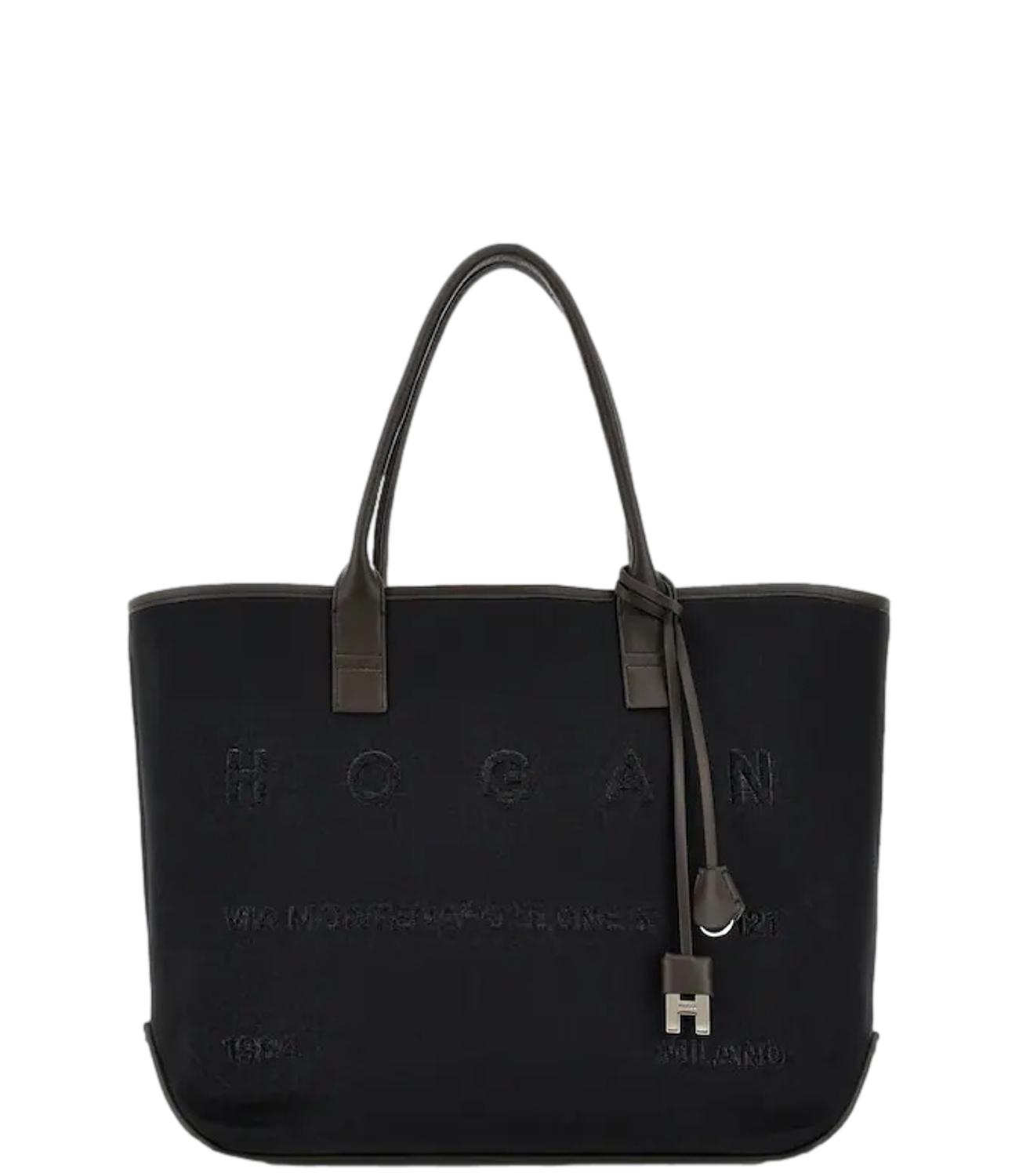 Bag Address shopping media tessuto nero marrone