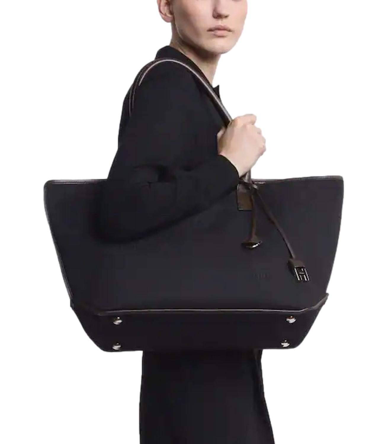 Bag Address shopping media tessuto nero marrone