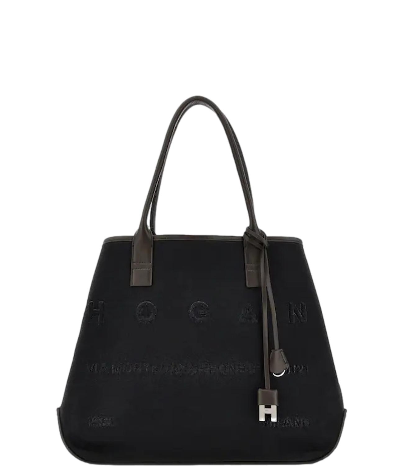 Bag Address shopping media tessuto nero marrone