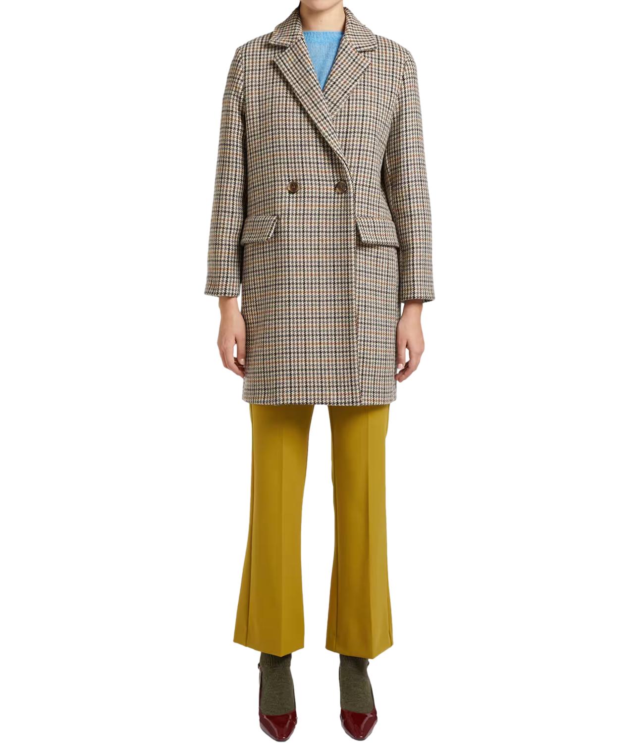 Iblues Cappotto Afono Pied de Poule Beige Donna