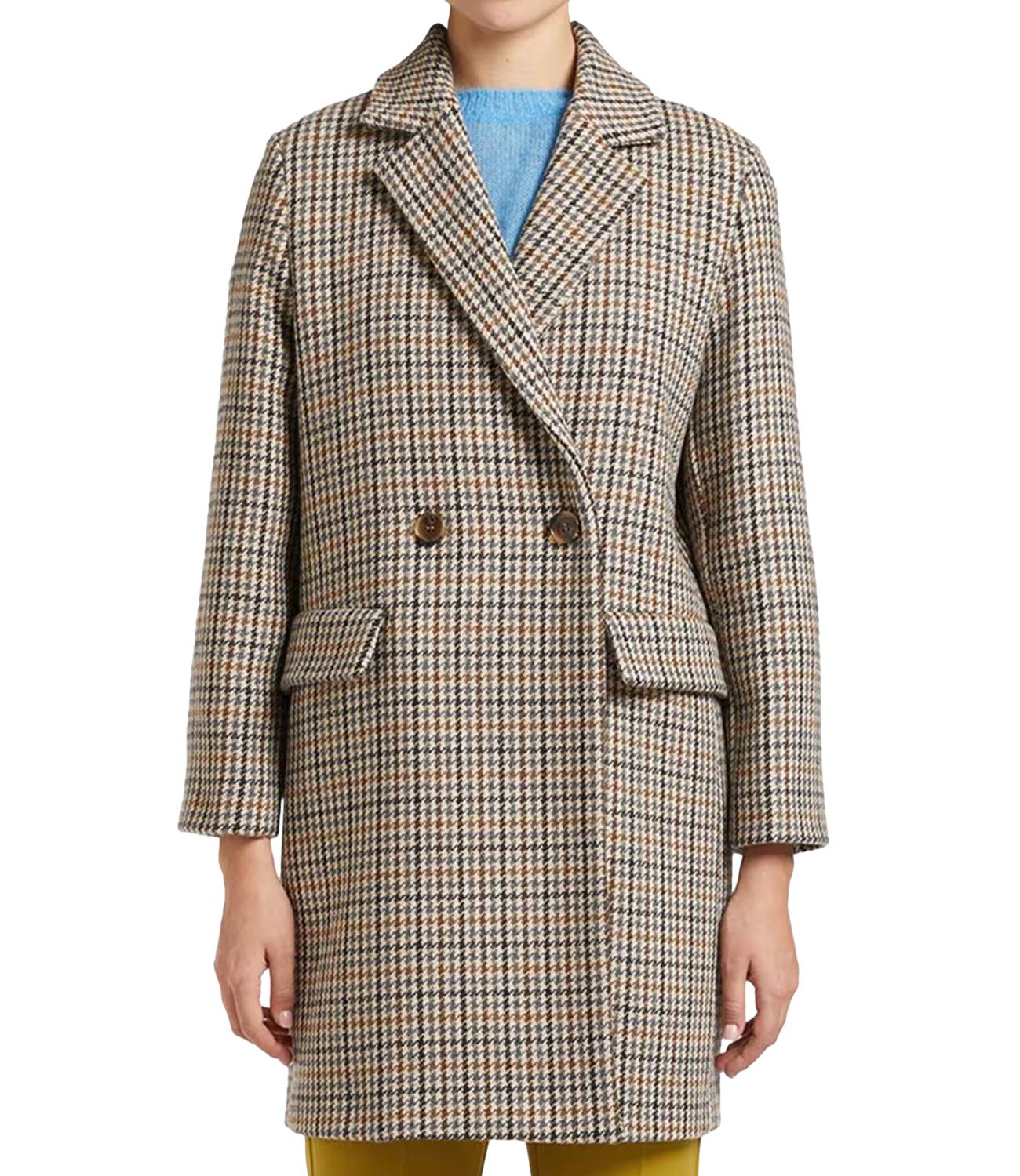 Iblues Cappotto Afono Pied de Poule Beige Donna