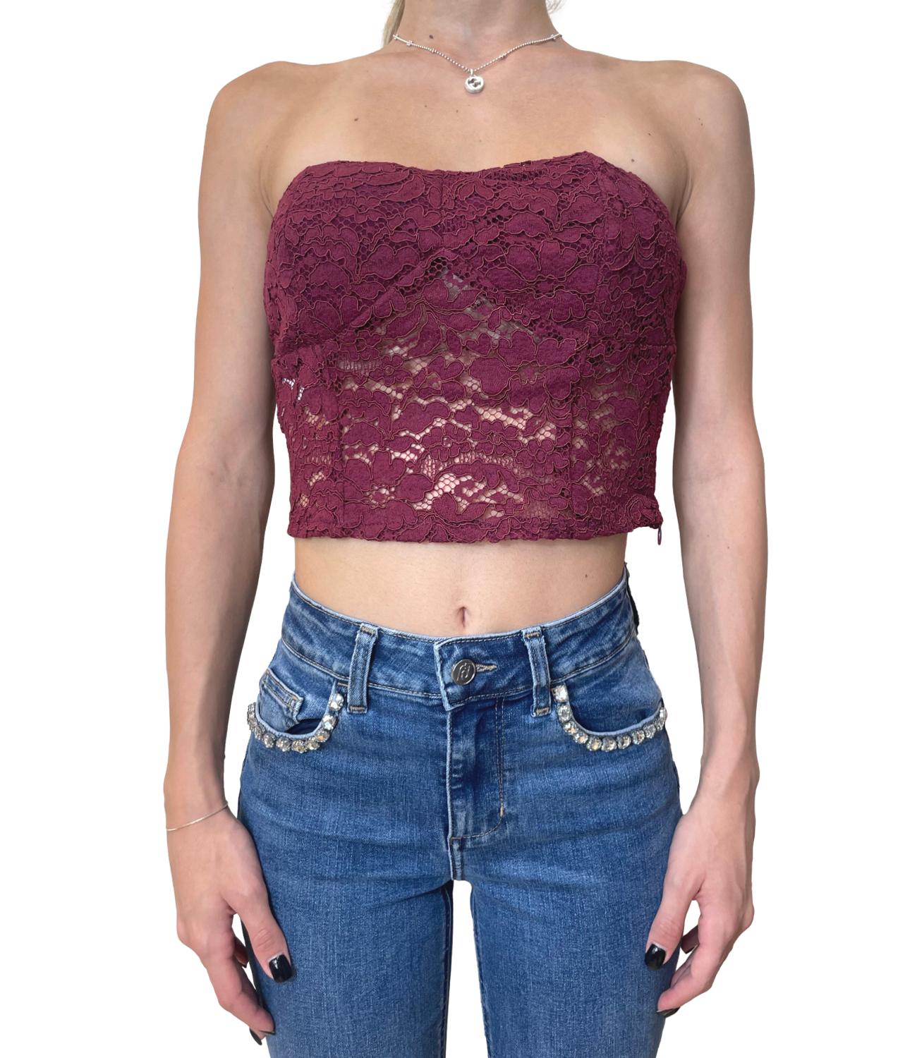 Imperial Top Pizzo Bordeaux Donna
