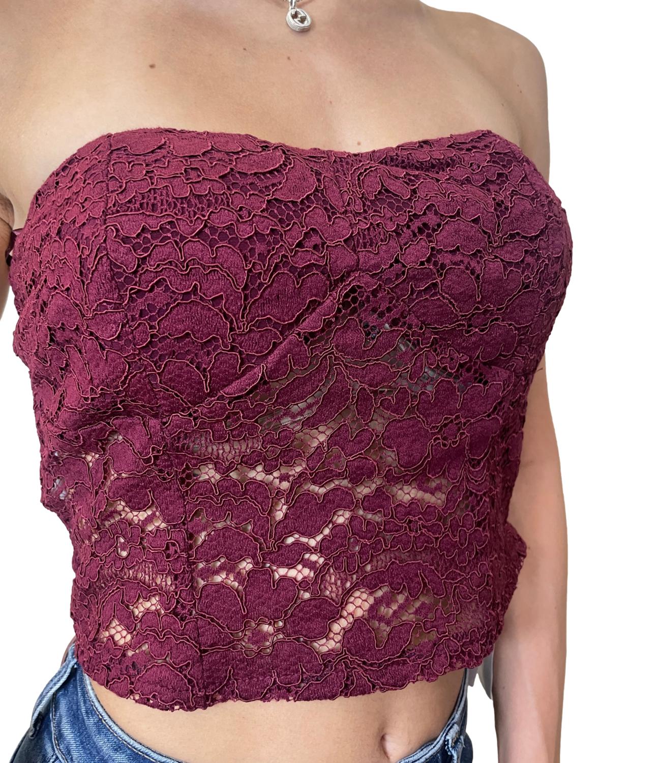 Imperial Top Pizzo Bordeaux Donna