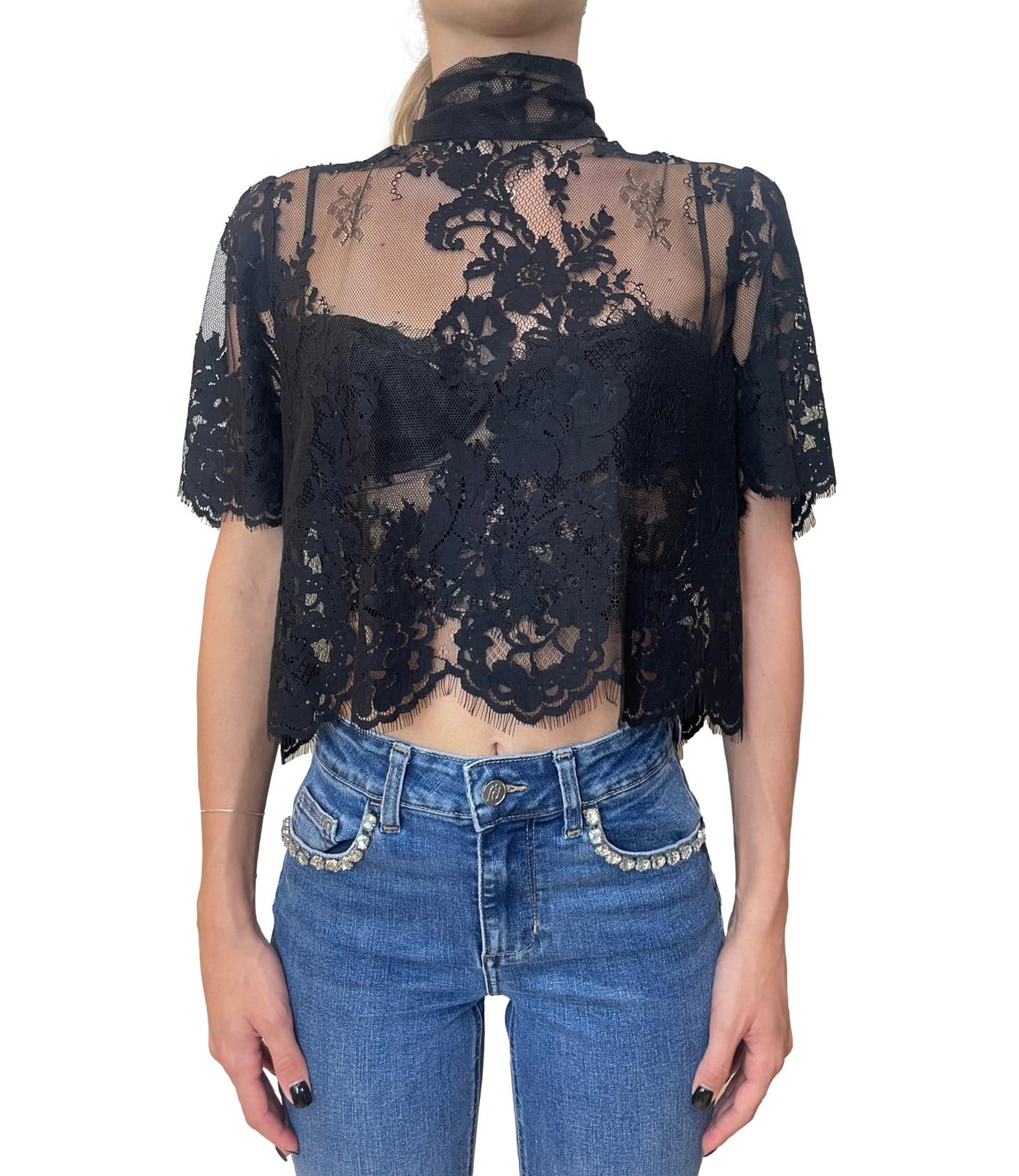 Imperial Top Pizzo Nero Donna