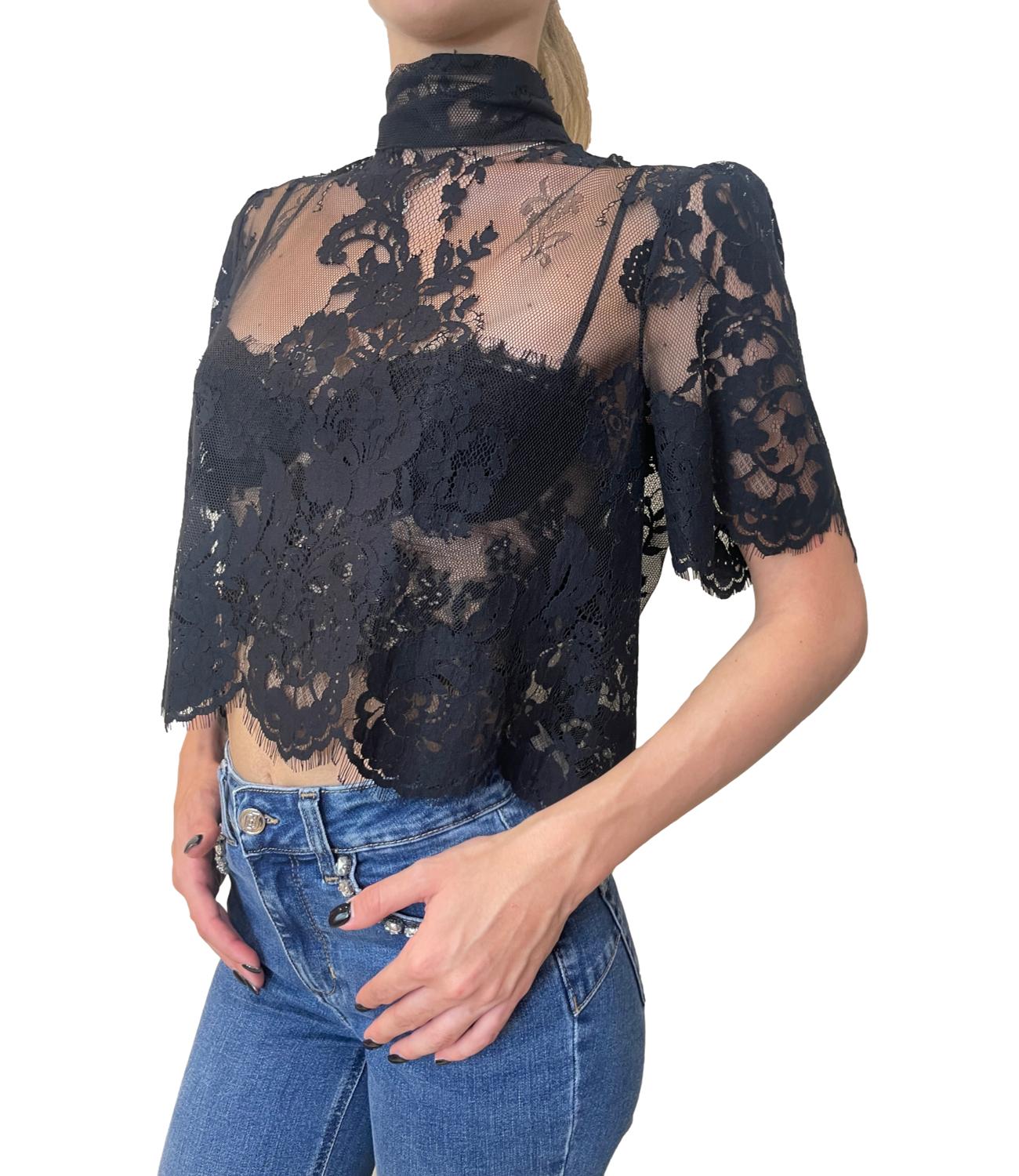 Imperial Top Pizzo Nero Donna