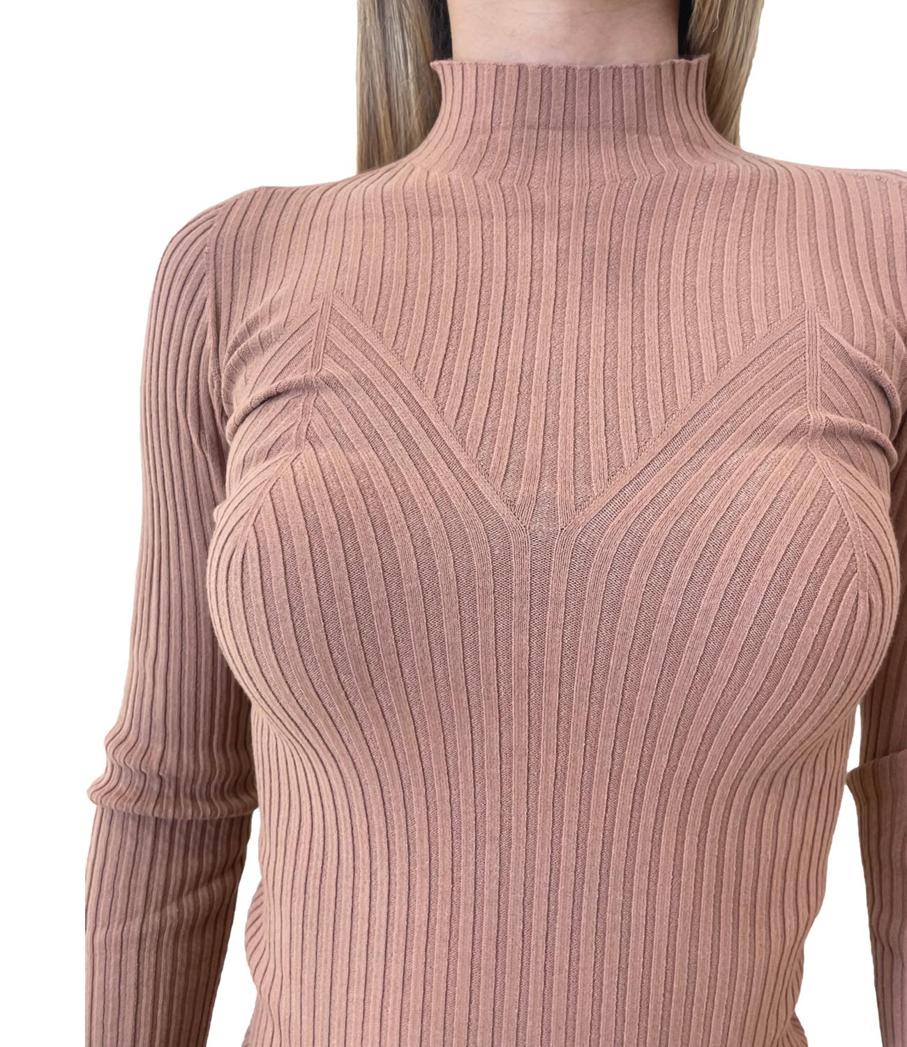Kontatto maglia lupetto a coste biscotto donna