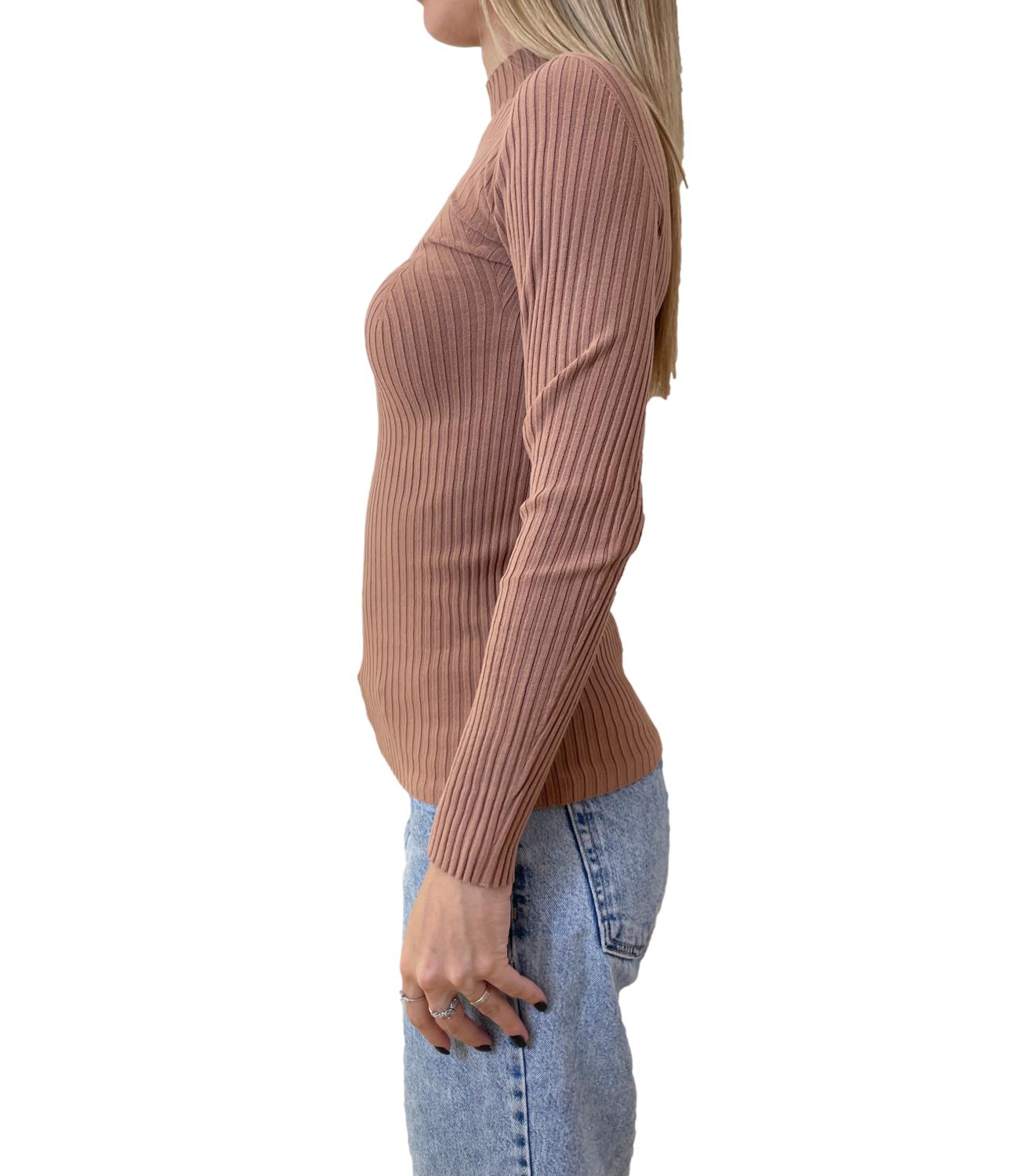 Kontatto maglia lupetto a coste biscotto donna