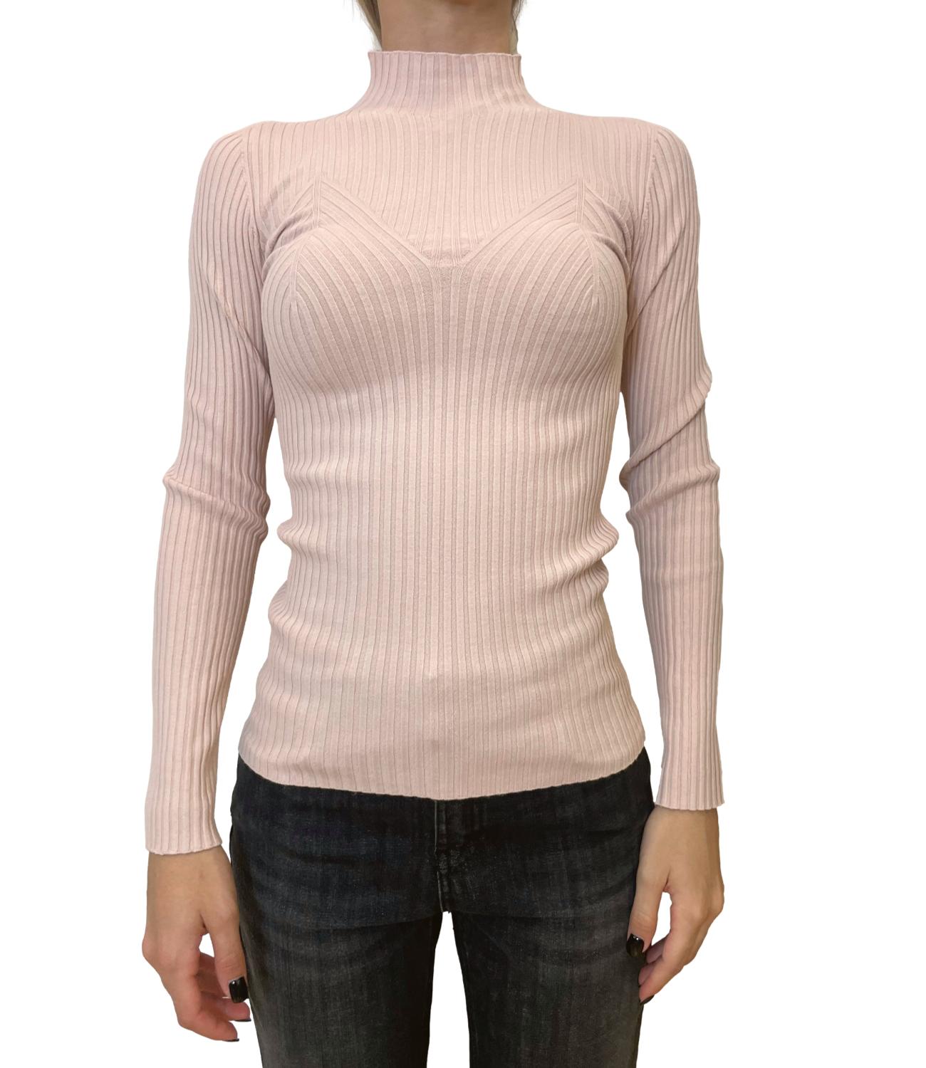 Kontatto maglia lupetto a coste pastello donna