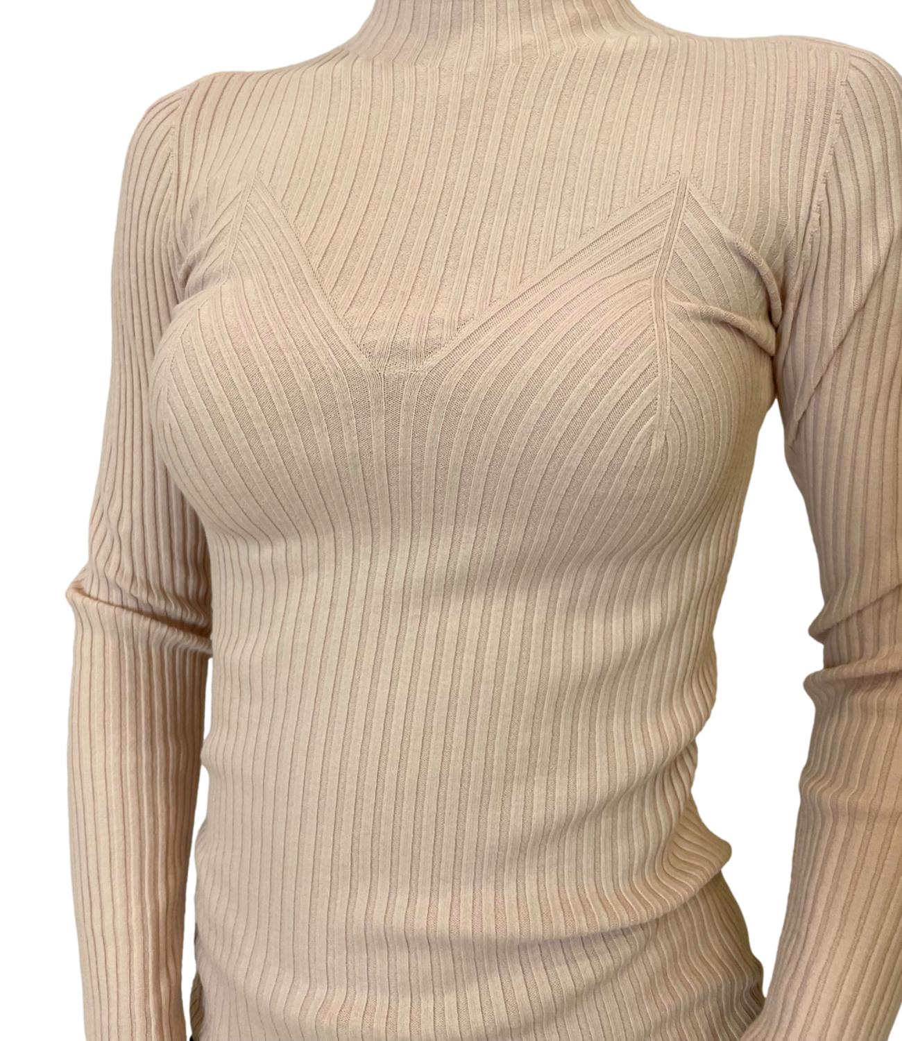 Kontatto maglia lupetto a coste pastello donna