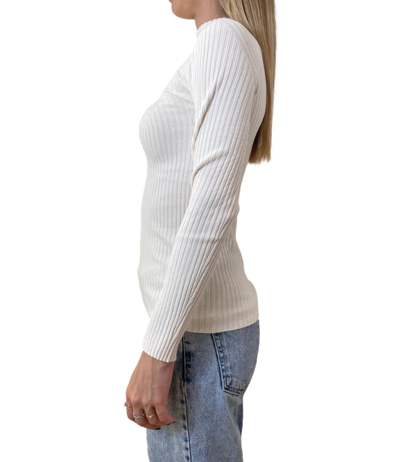 Kontatto maglia lupetto a coste avorio donna
