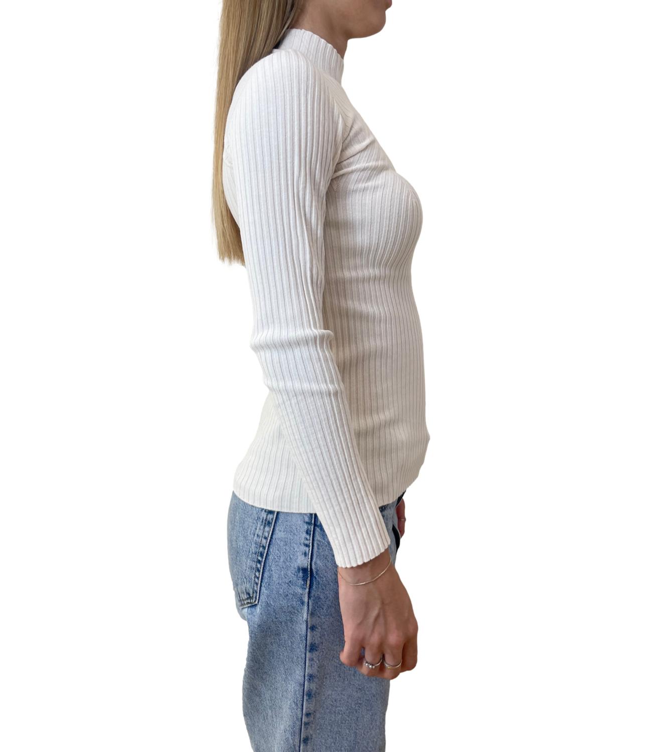 Kontatto maglia lupetto a coste avorio donna