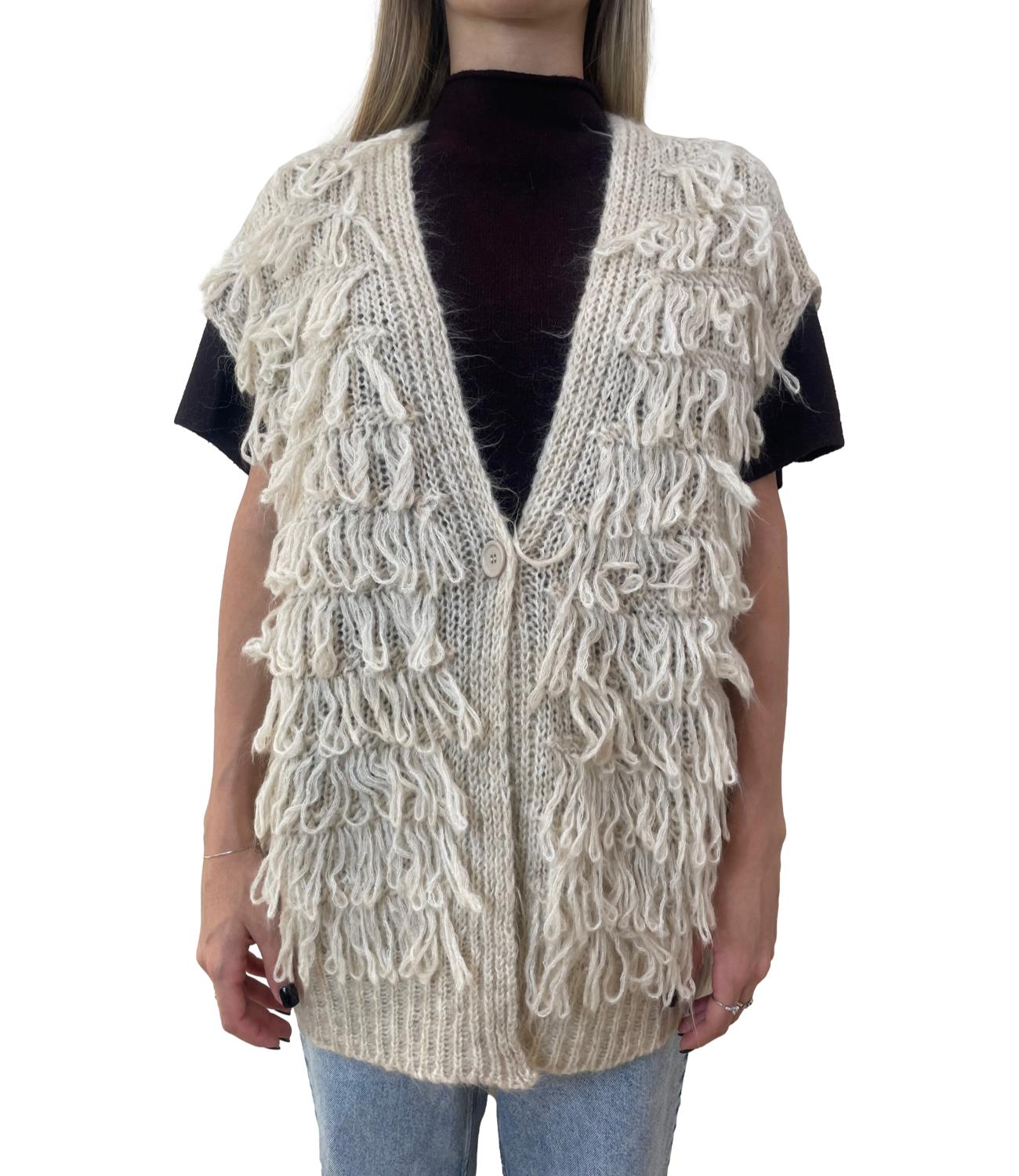 Kontatto gilet punto pannocchia beige donna