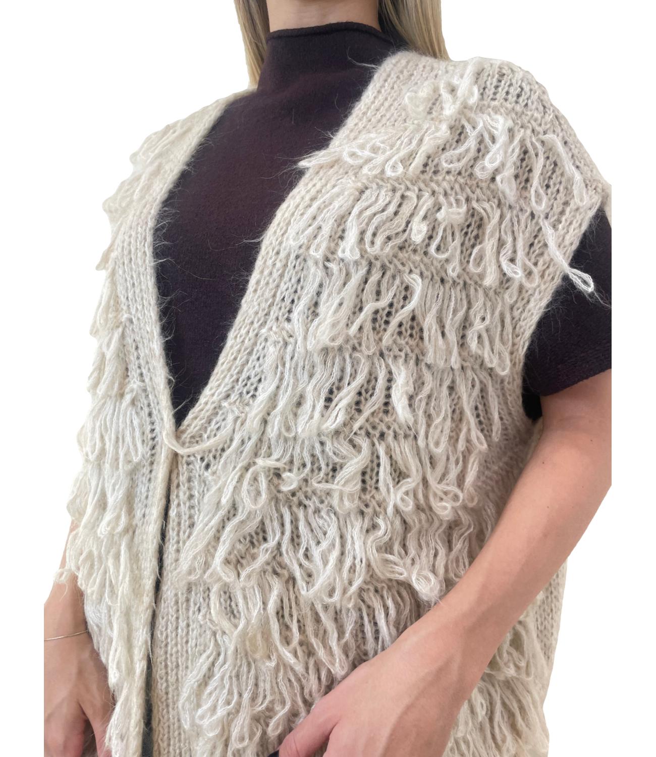 Kontatto gilet punto pannocchia beige donna