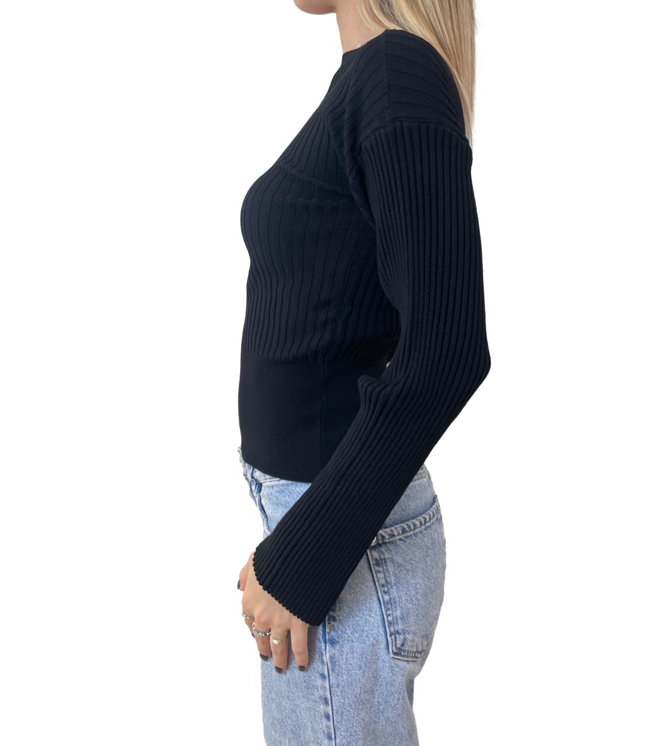 Kontatto maglia shiffer a coste nera donna