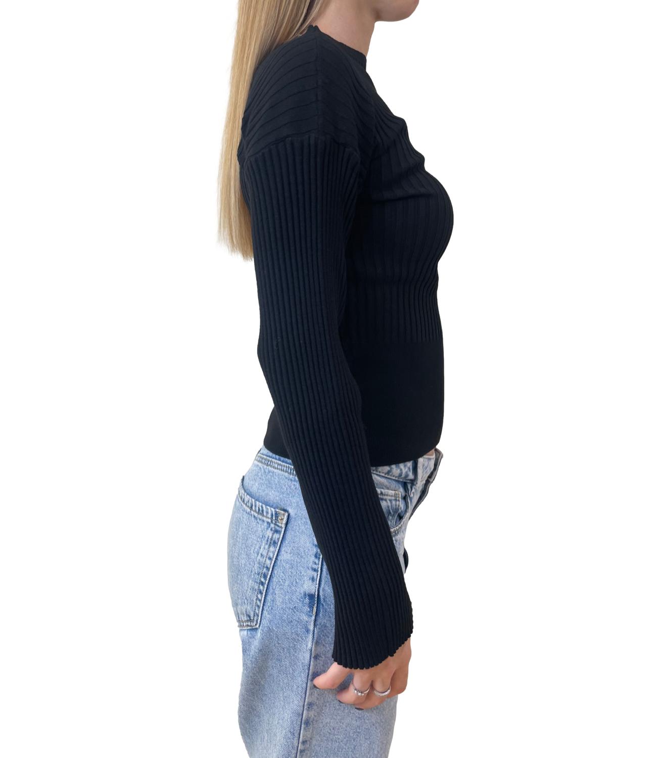 Kontatto maglia shiffer a coste nera donna
