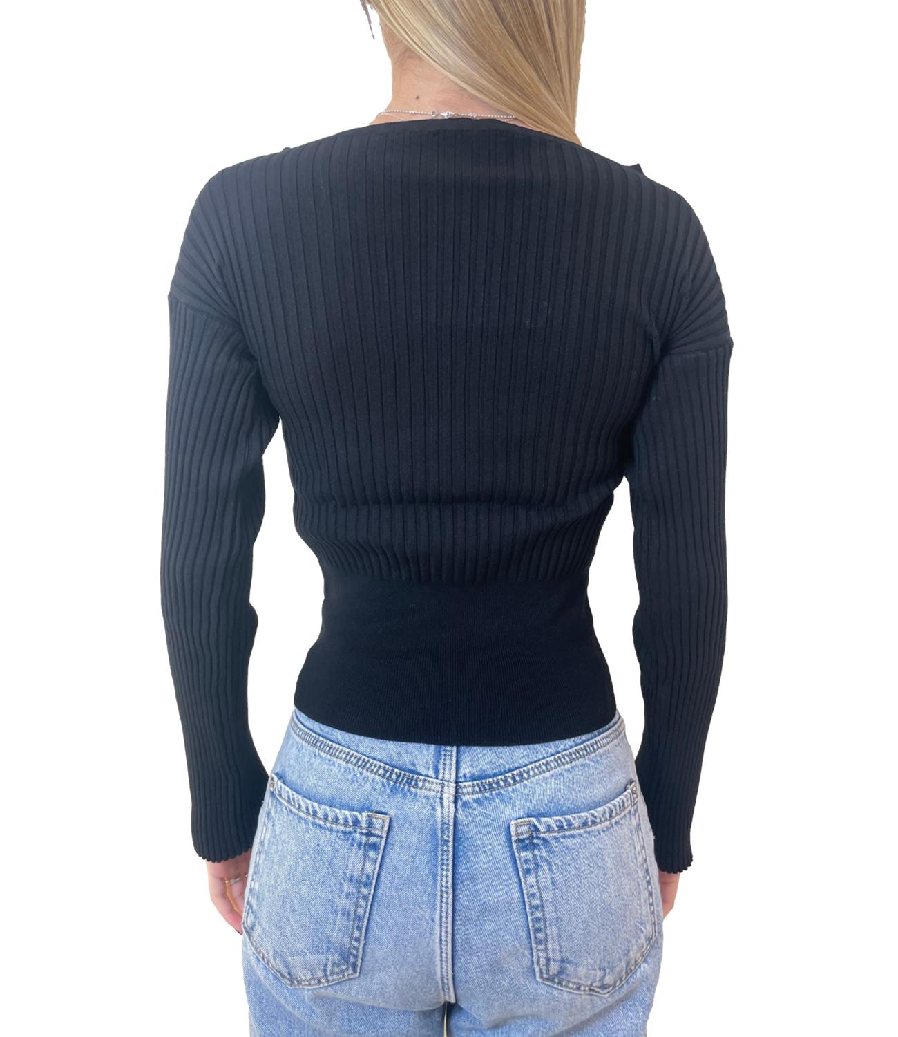 Kontatto maglia shiffer a coste nera donna
