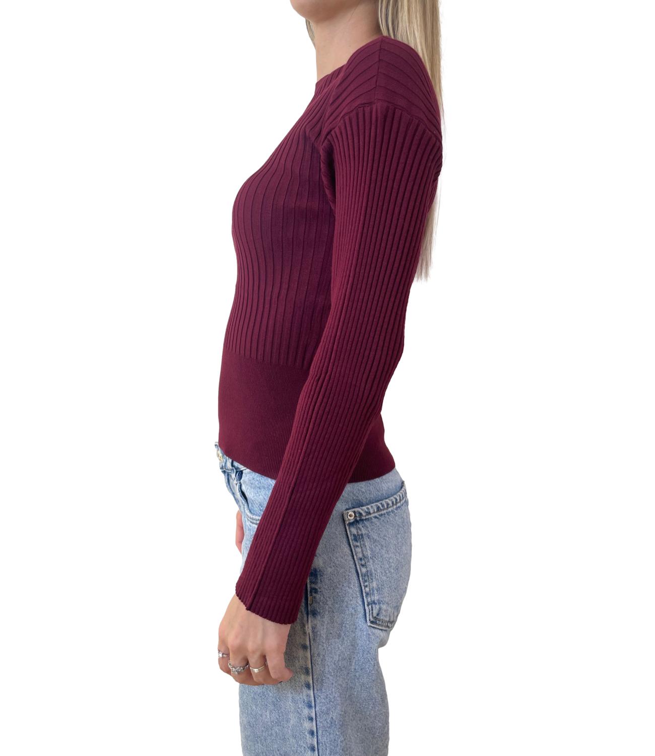 Kontatto maglia shiffer a coste bordeaux donna