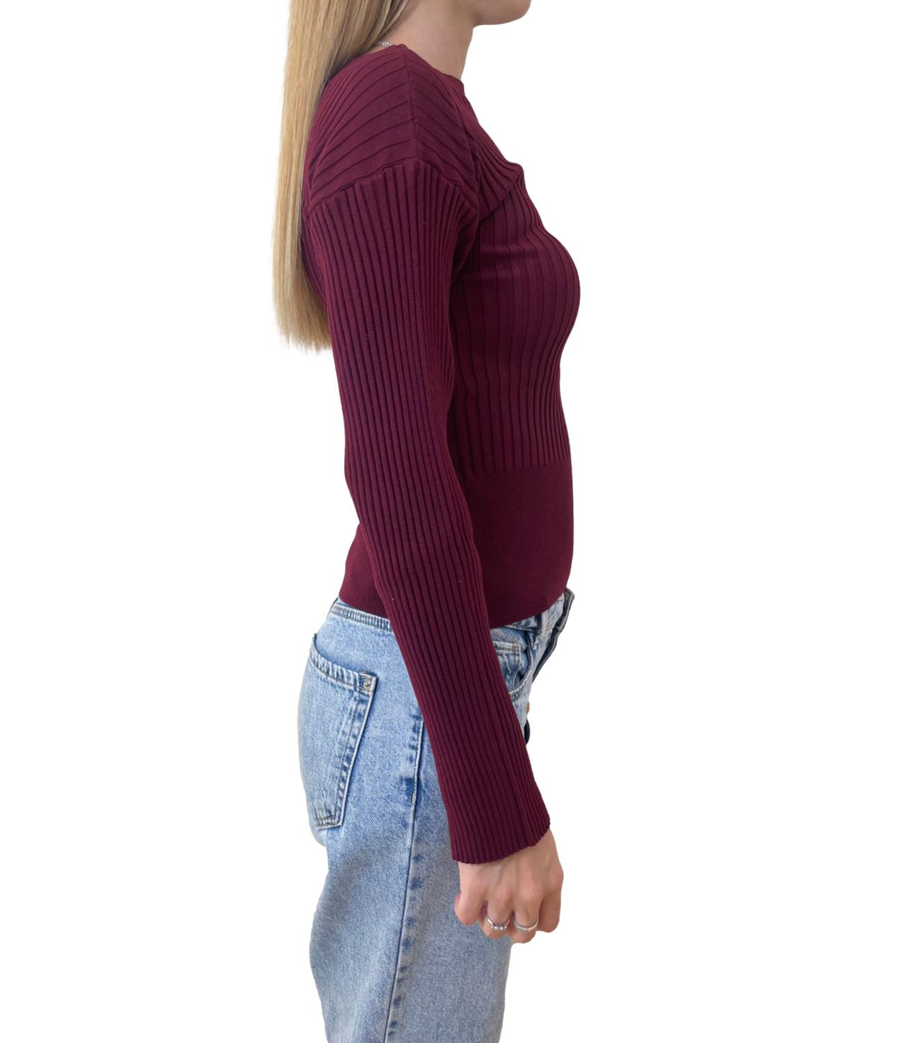 Kontatto maglia shiffer a coste bordeaux donna