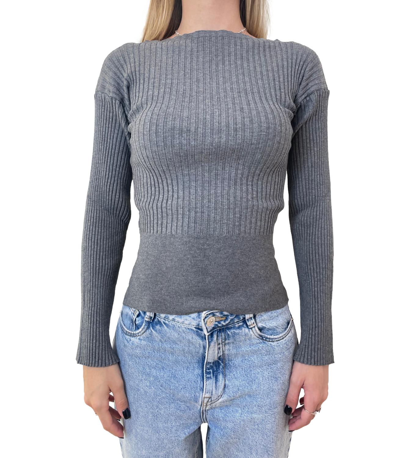 Kontatto maglia shiffer a coste grigio medio donna