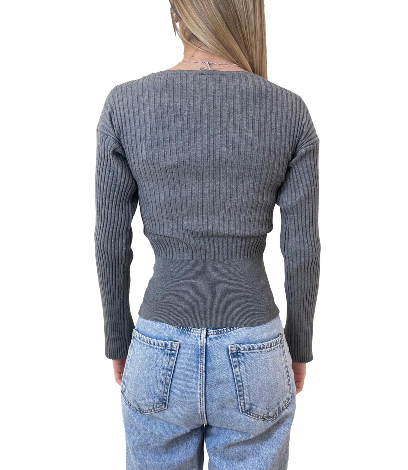 Kontatto maglia shiffer a coste grigio medio donna