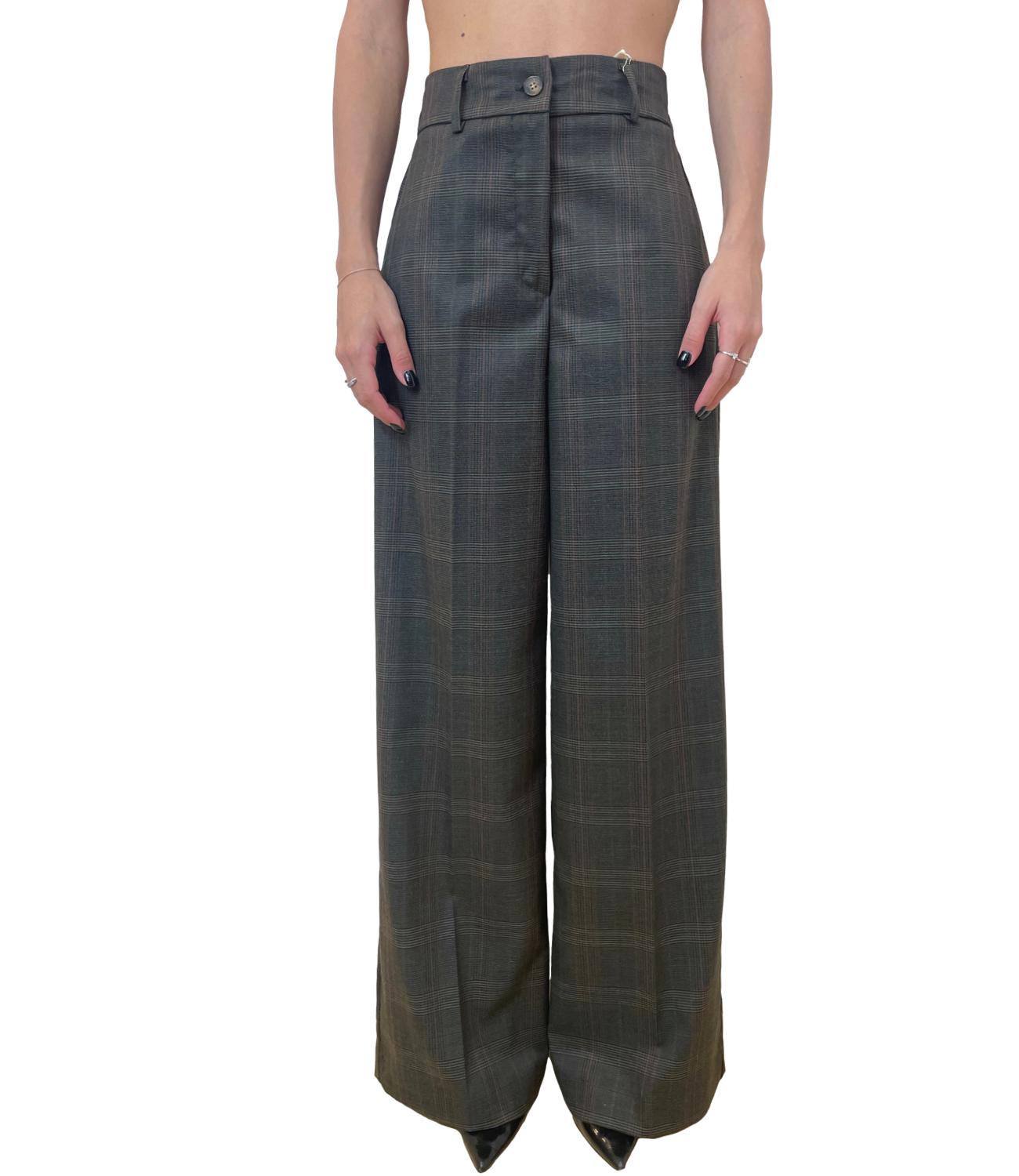 Kontatto Pantalone Check Verde Militare Donna