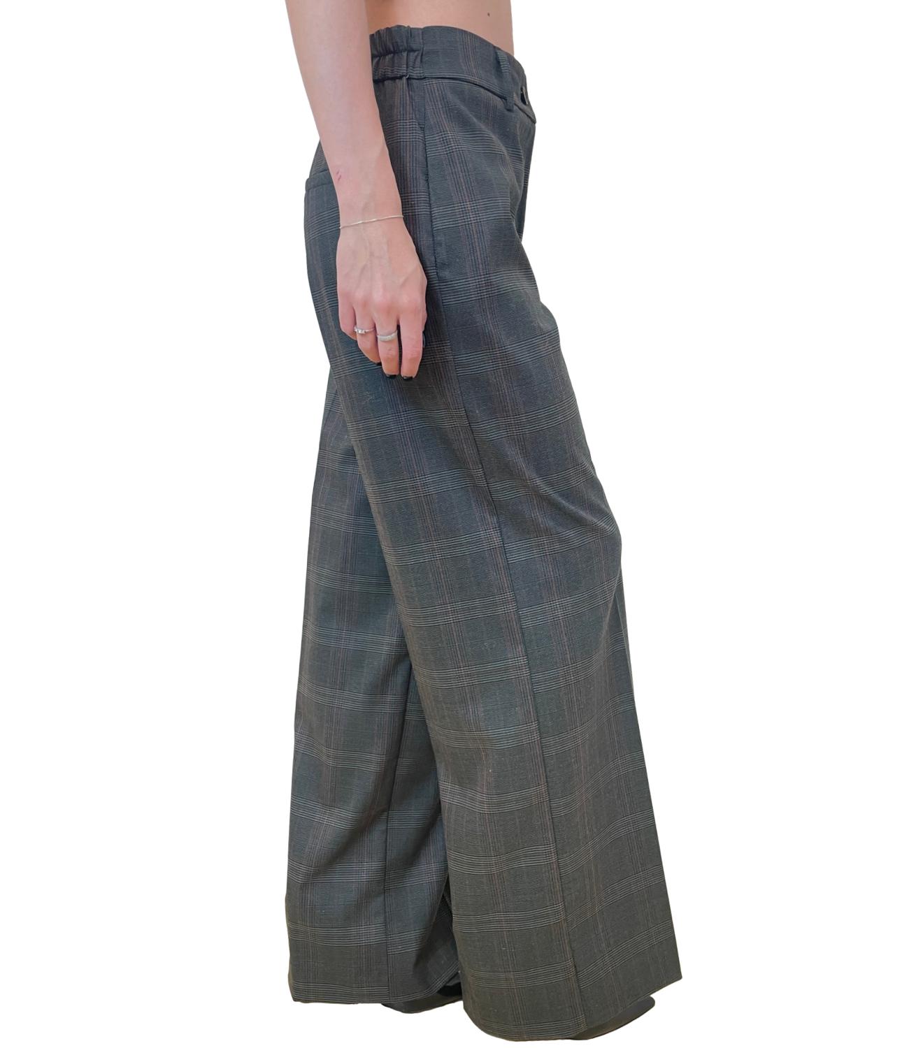 Kontatto Pantalone Check Verde Militare Donna