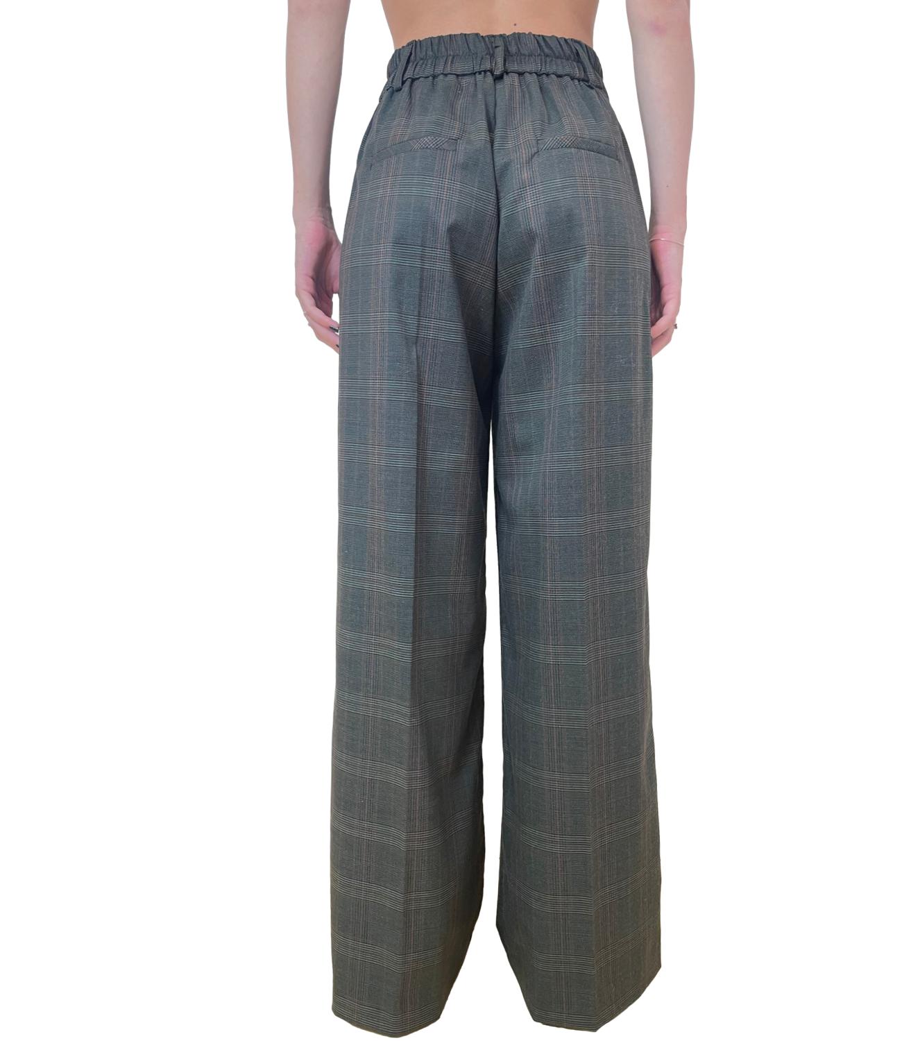 Kontatto Pantalone Check Verde Militare Donna