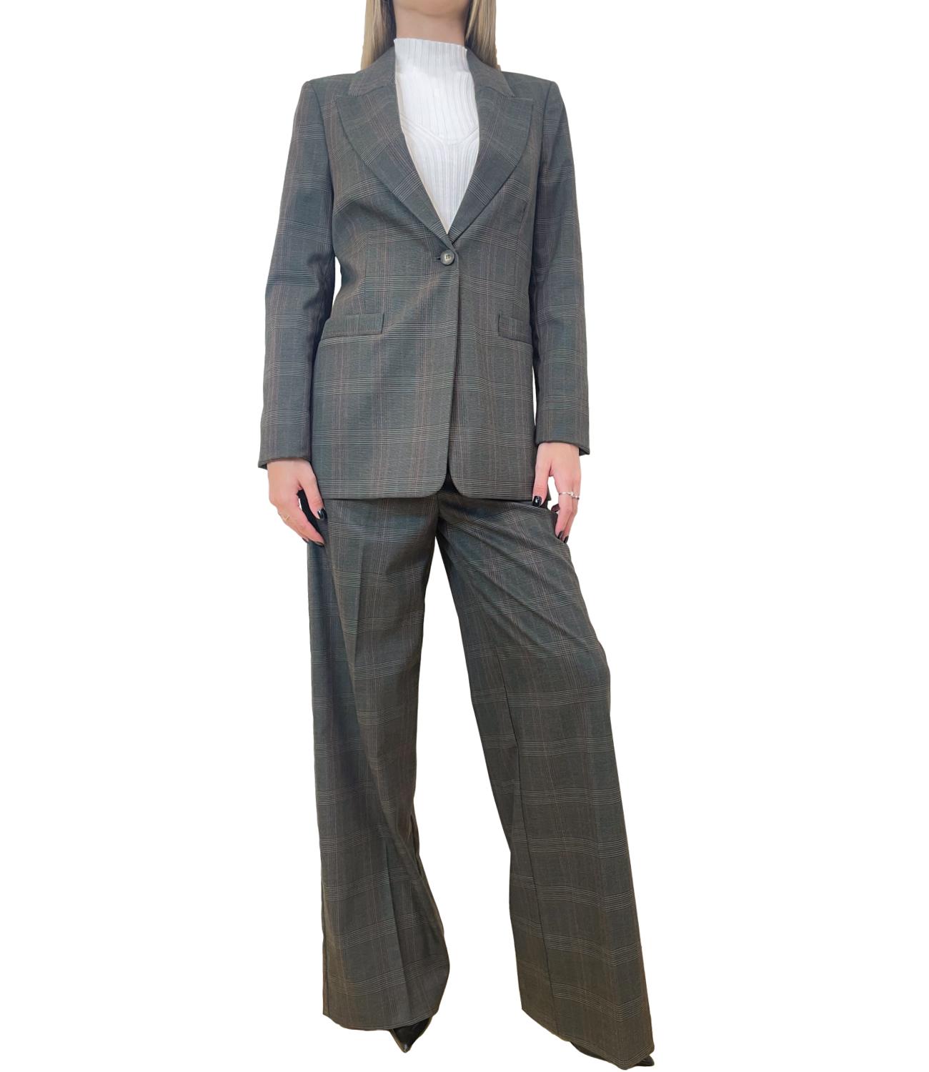 Kontatto Pantalone Check Verde Militare Donna