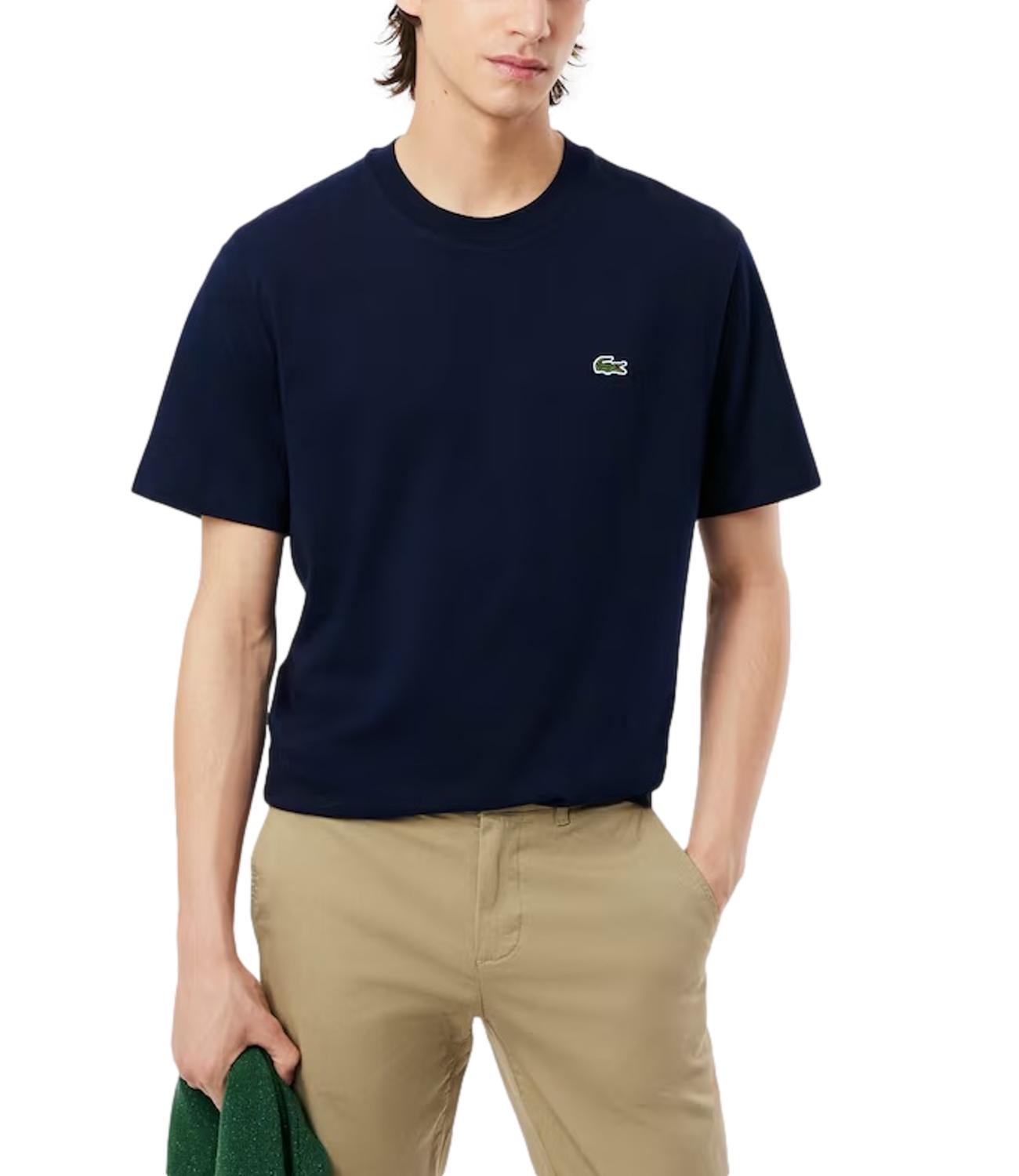 T-shirt blu Lacoste uomo girocollo