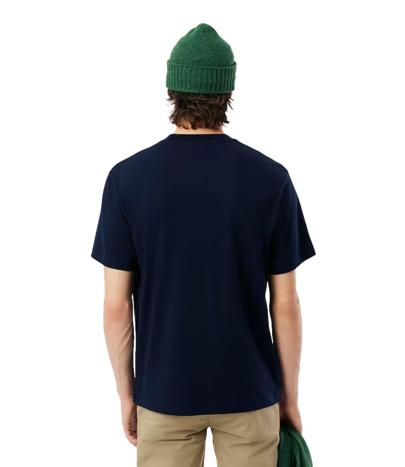 T-shirt blu Lacoste uomo girocollo