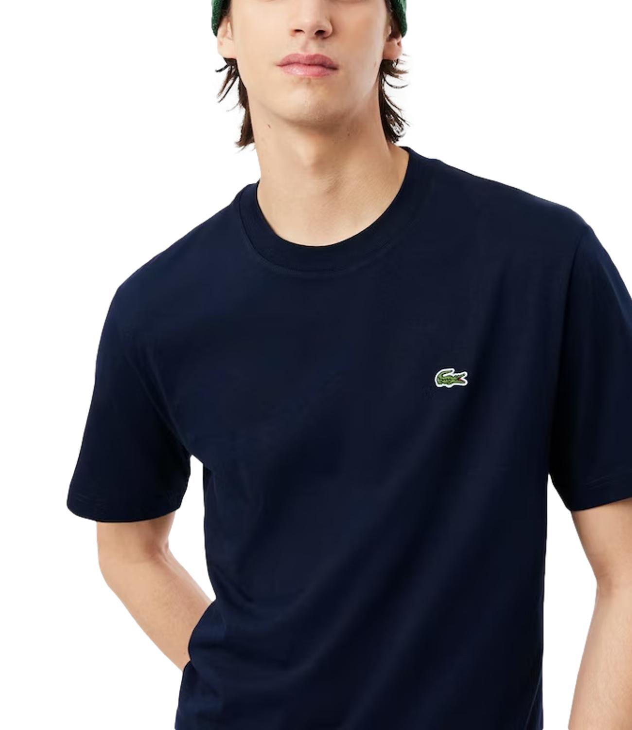 T-shirt blu Lacoste uomo girocollo