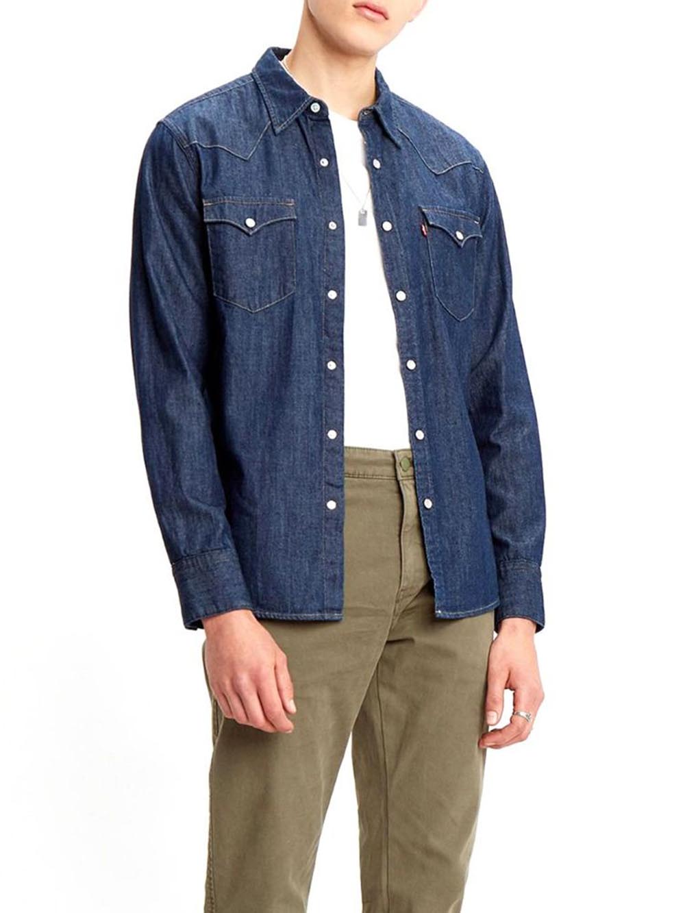 Camicia jeans western blu denim