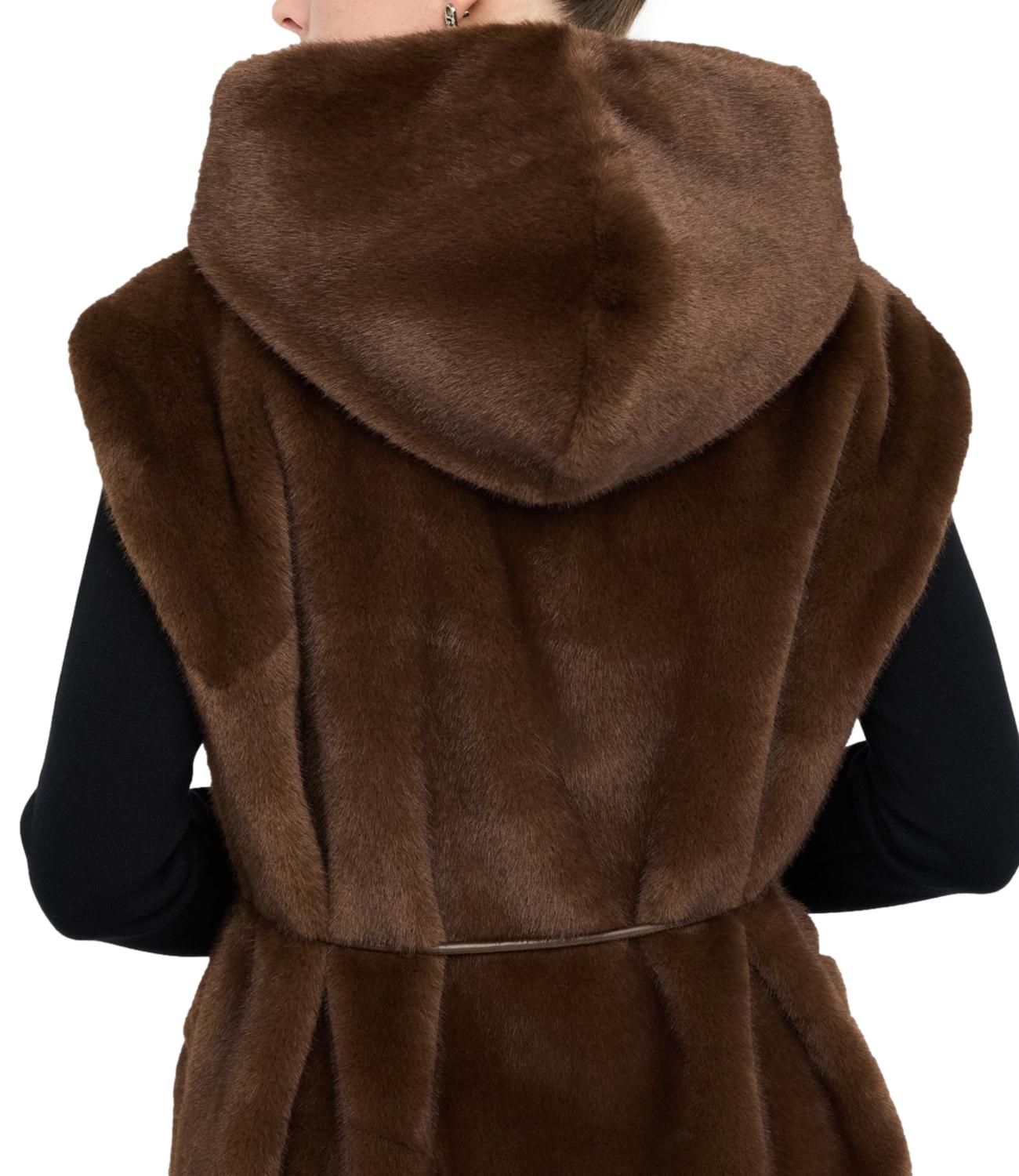 Liu Jo Gilet Pelliccia Cioccolato Donna