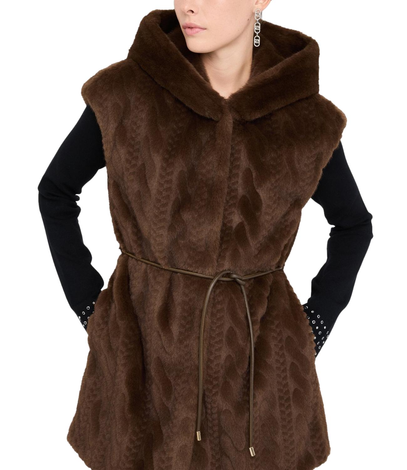 Liu Jo Gilet Pelliccia Cioccolato Donna