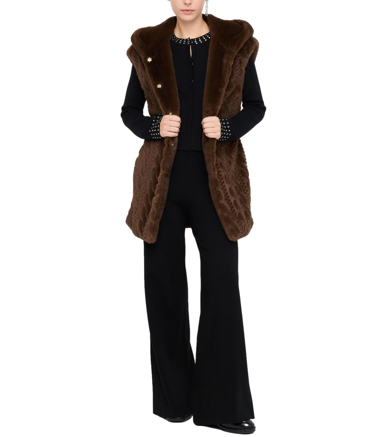Liu Jo Gilet Pelliccia Cioccolato Donna