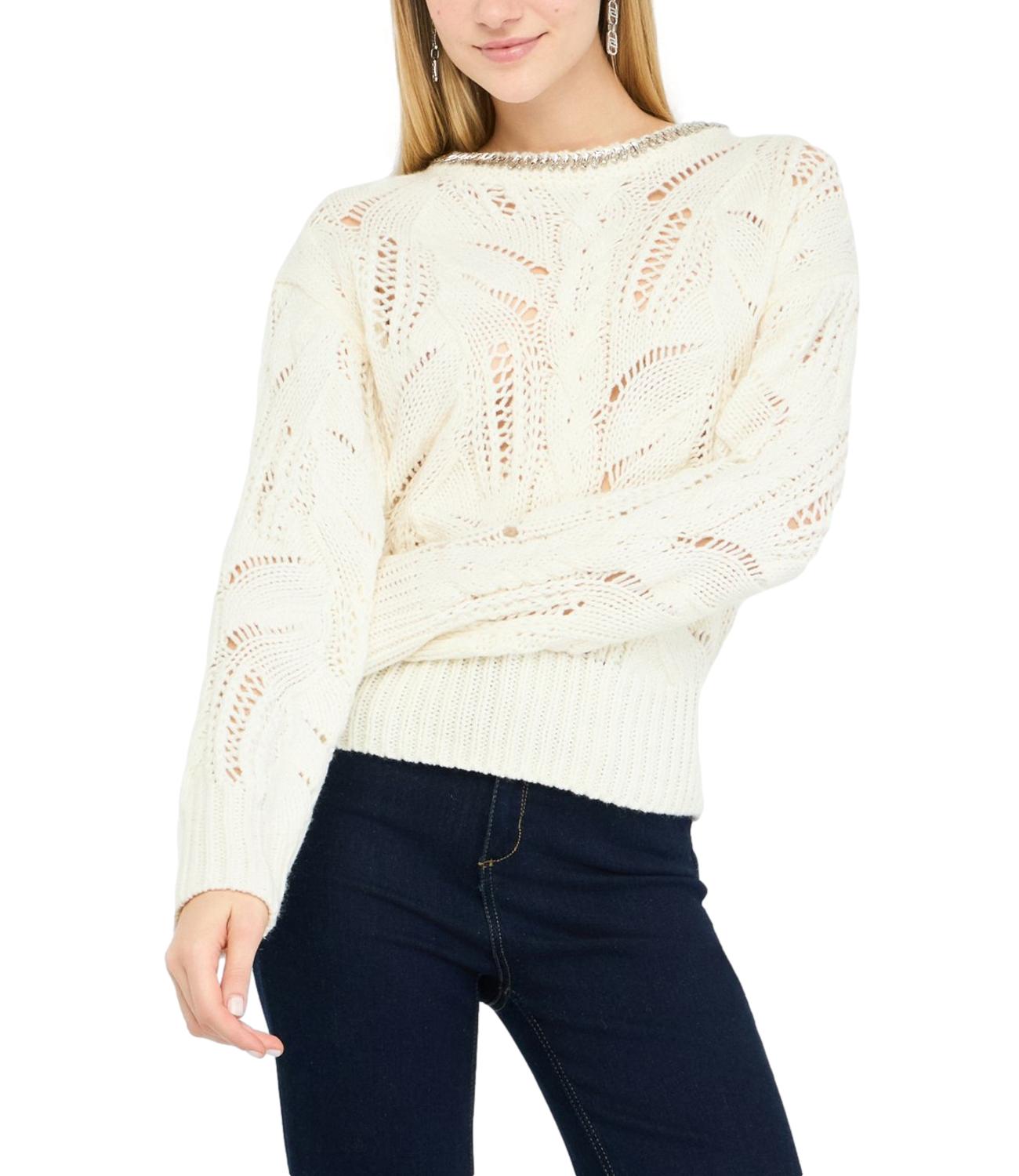 Liu Jo Maglia Gioiello Bianco Lana Donna